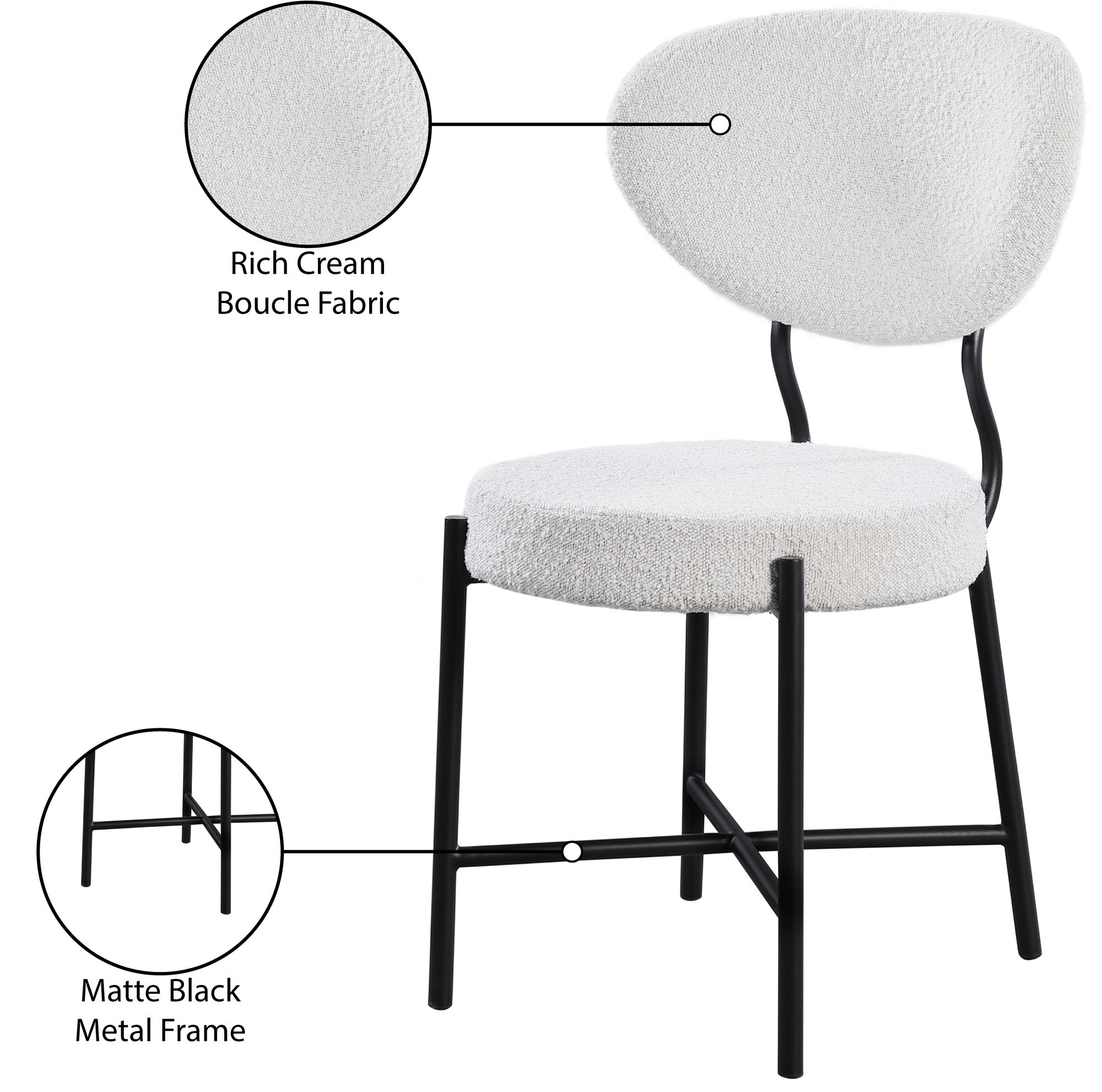 Allure Boucle Fabric Dining Chair