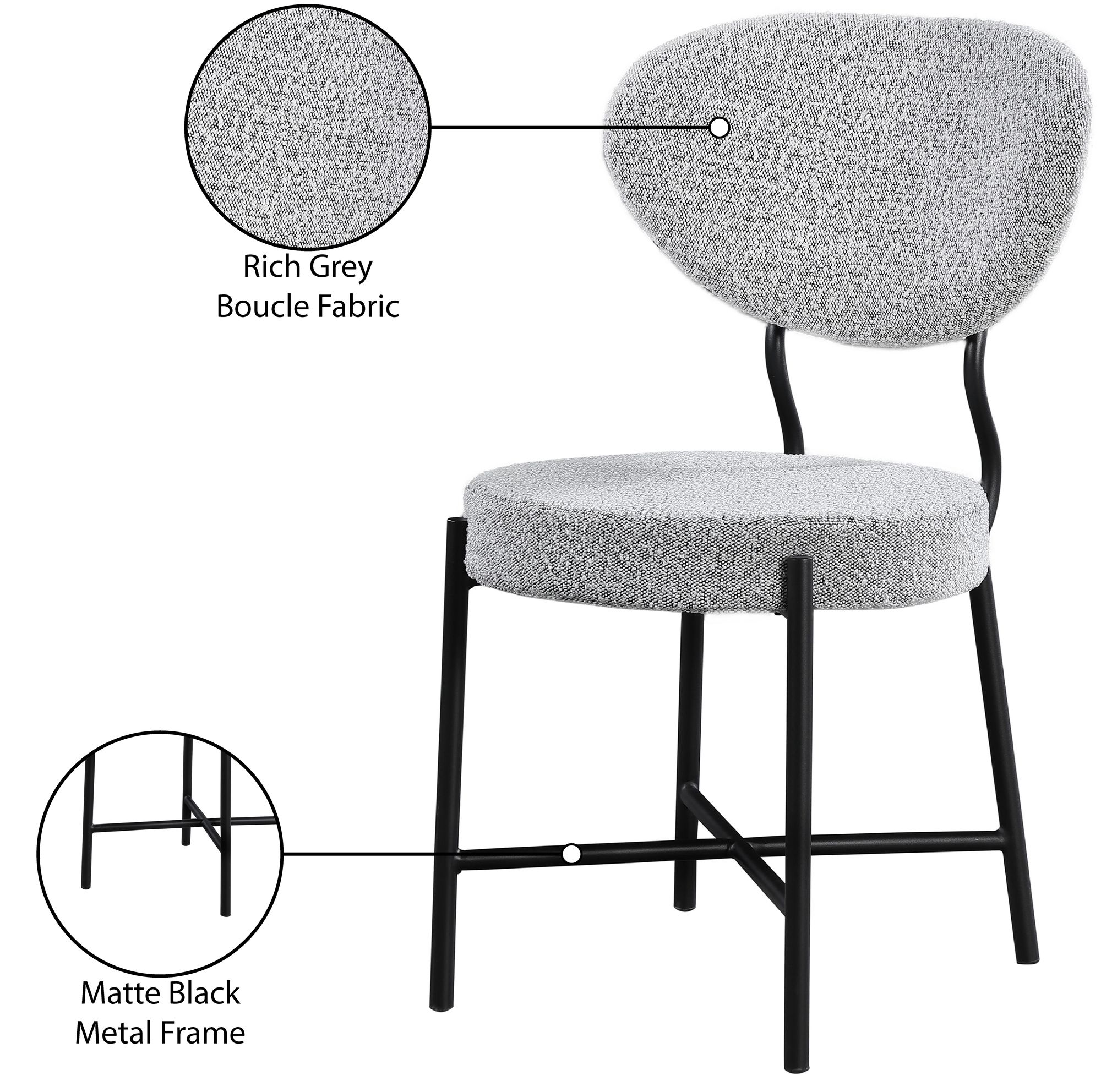 Allure Boucle Fabric Dining Chair
