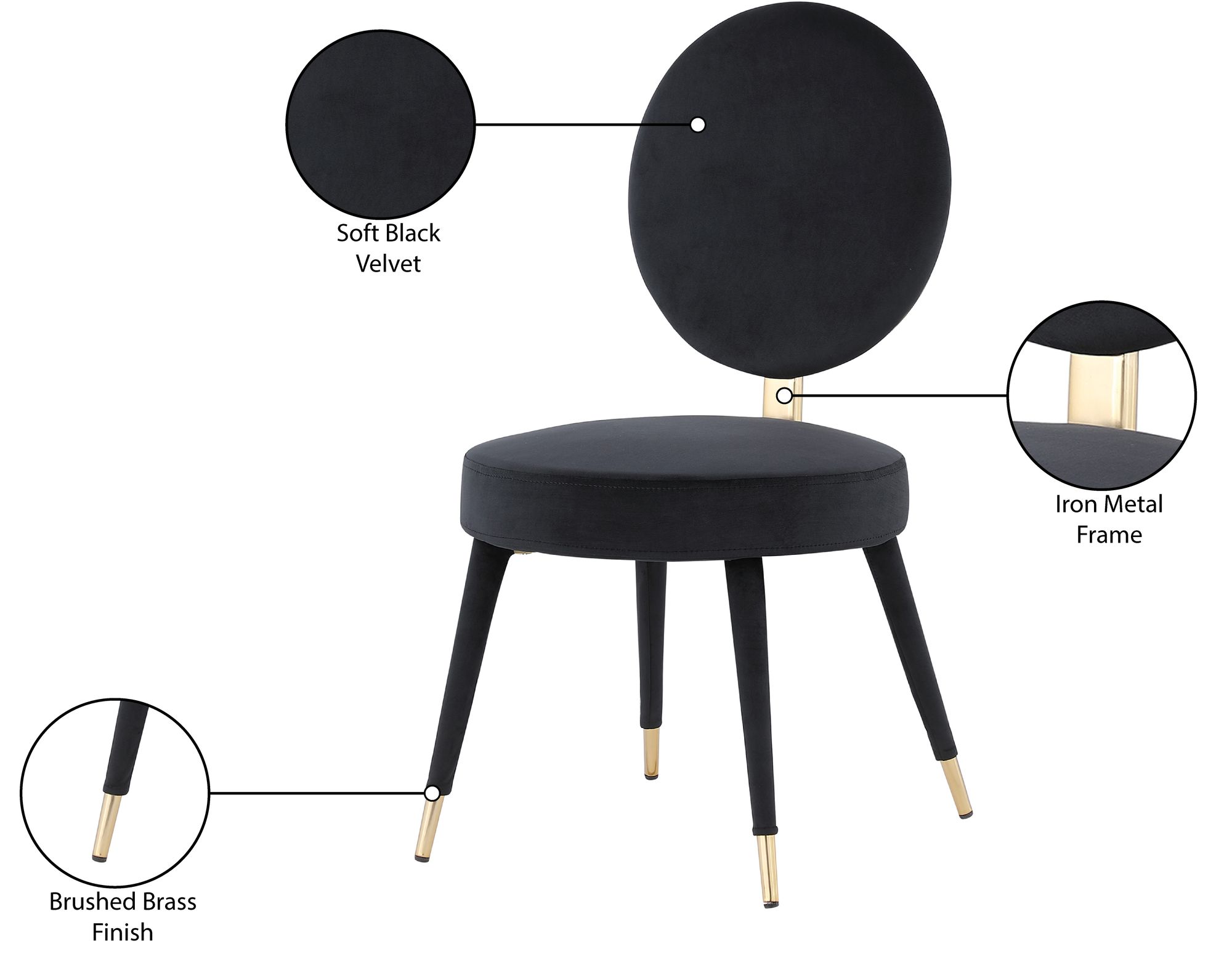 Brandy Dining Chair with Iron Metal Frame