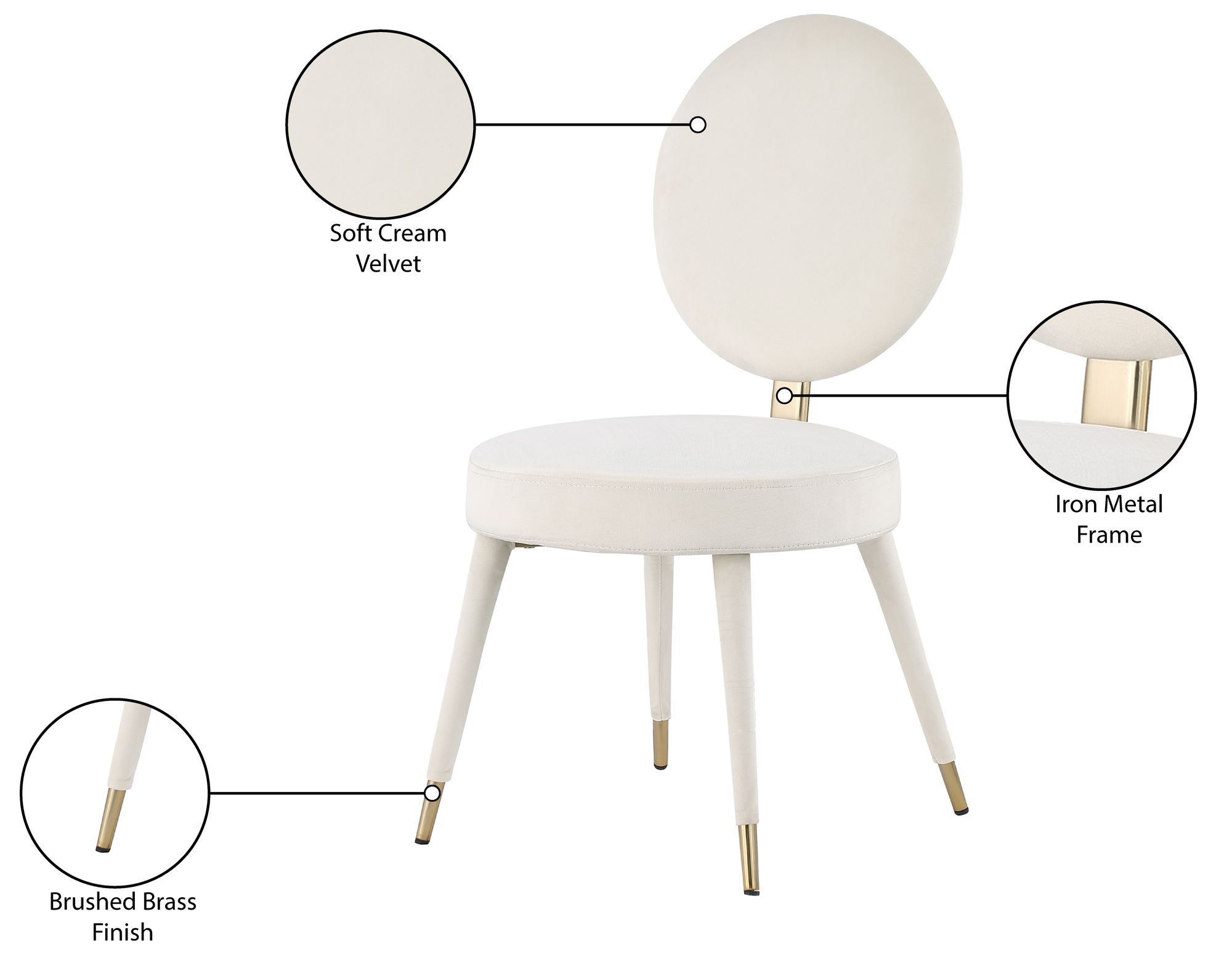 Brandy Dining Chair with Iron Metal Frame