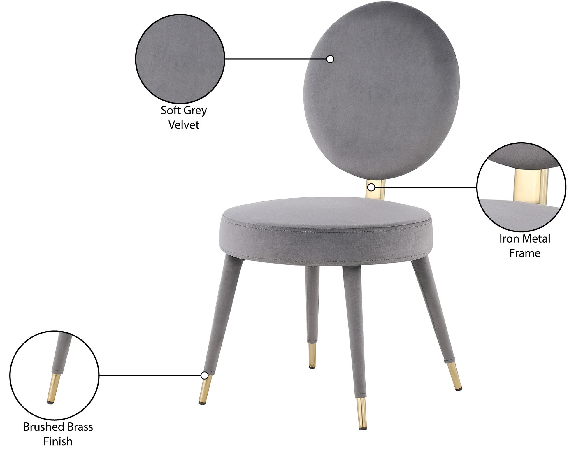 Brandy Dining Chair with Iron Metal Frame
