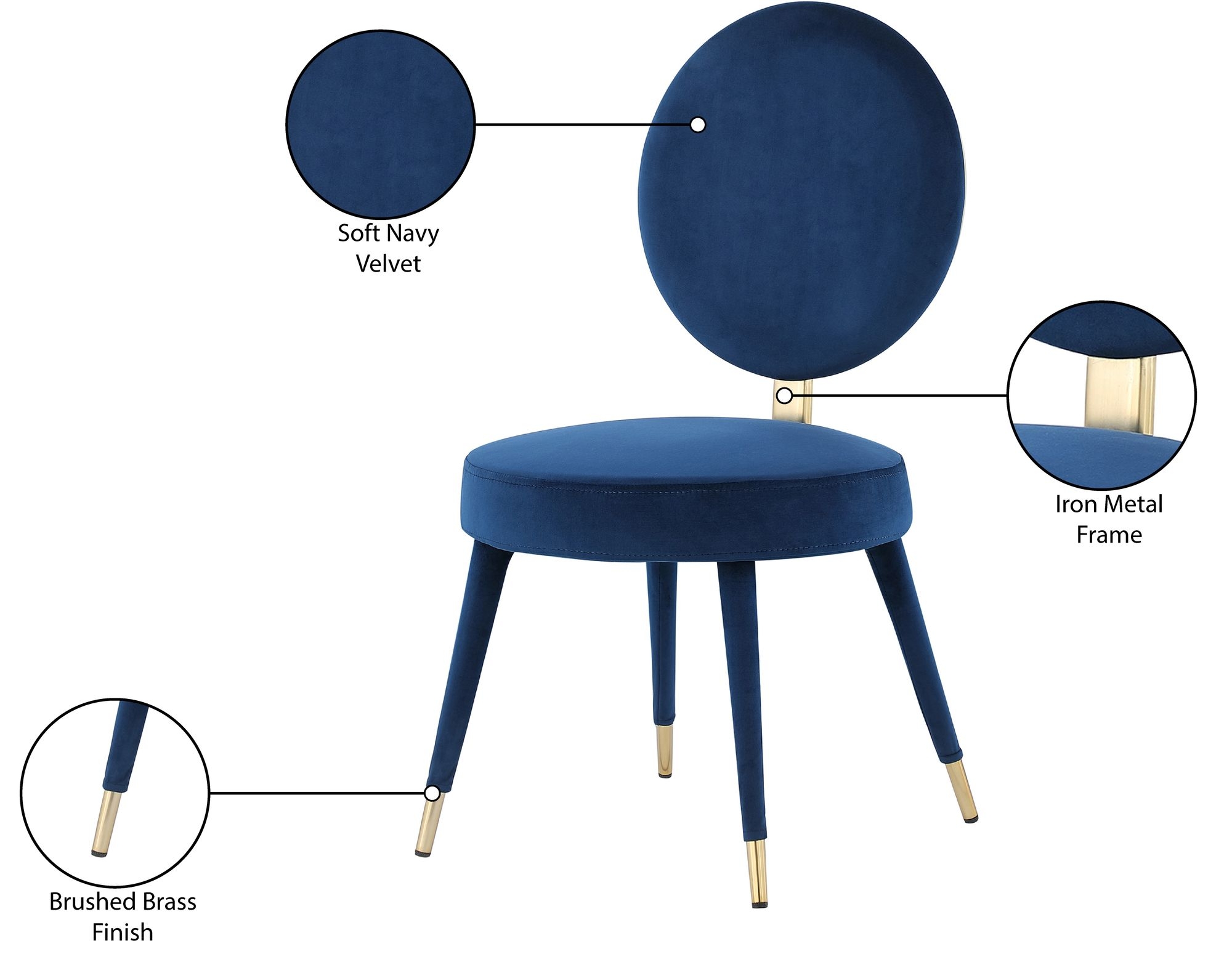 Brandy Dining Chair with Iron Metal Frame
