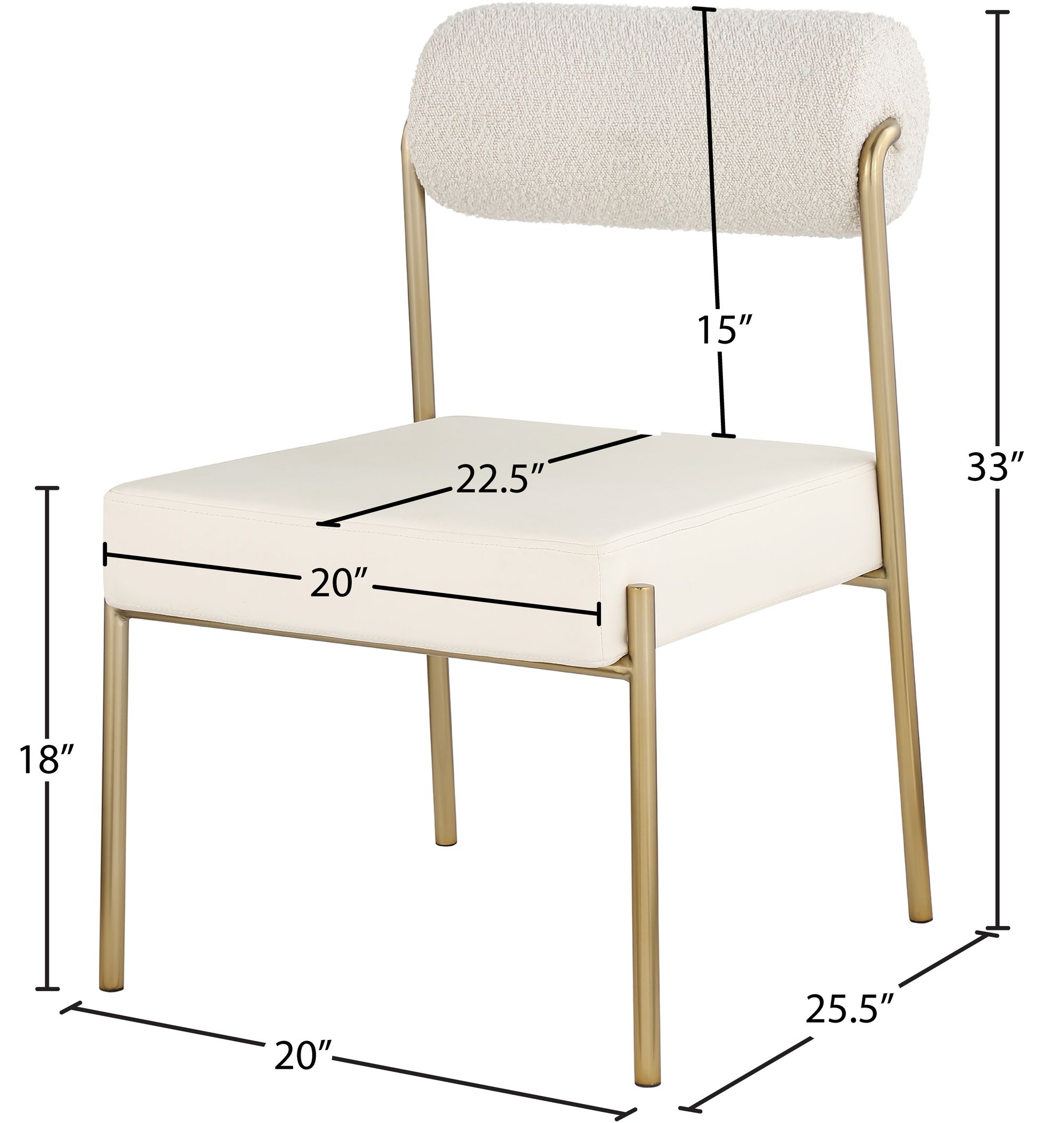 Carly Boucle Fabric & Faux Leather Dining Chair