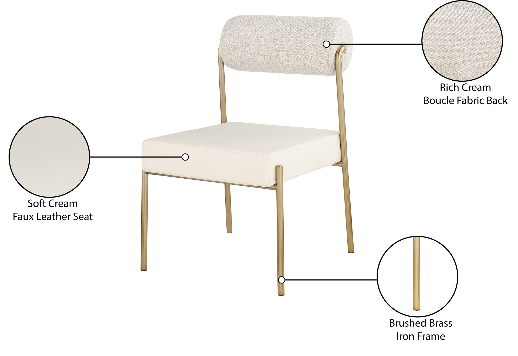 Carly Boucle Fabric & Faux Leather Dining Chair