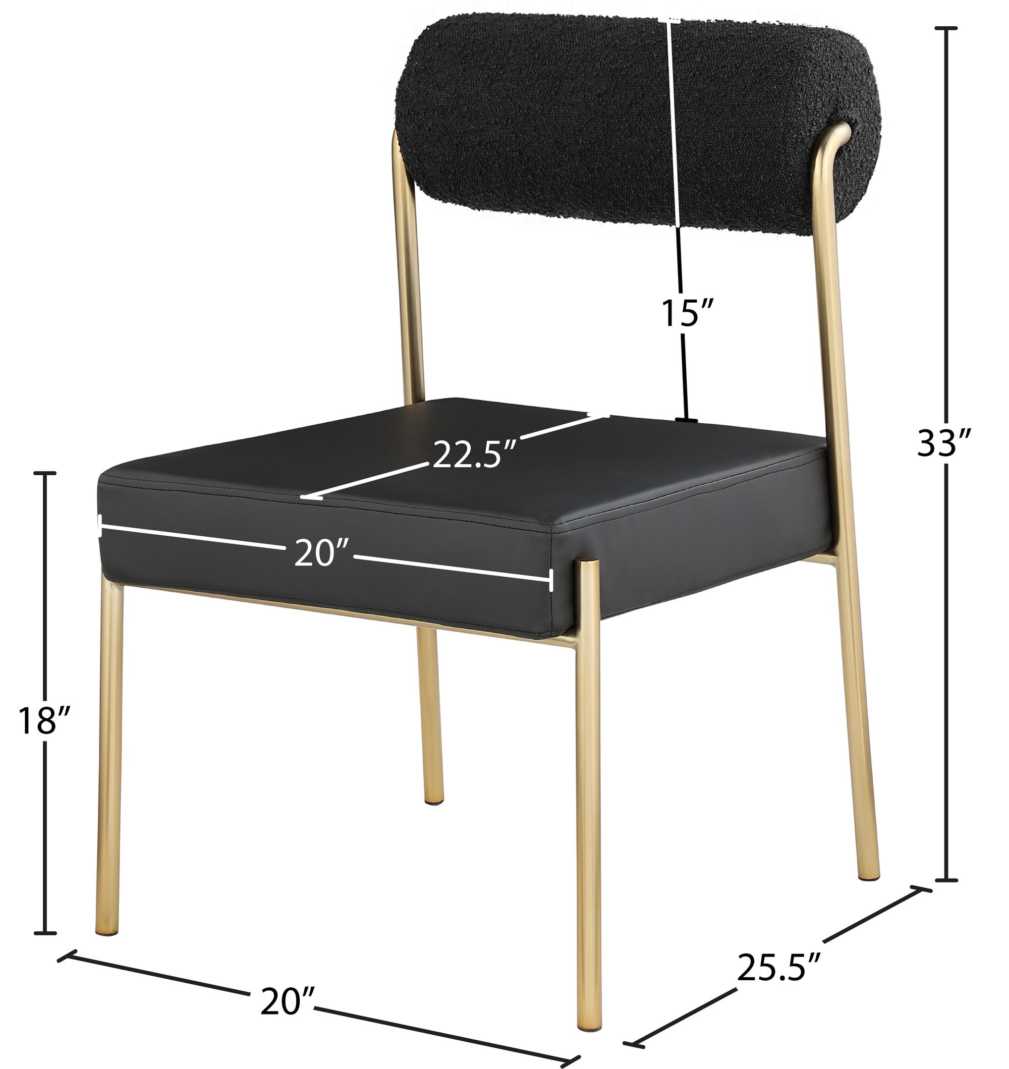 Carly Boucle Fabric & Faux Leather Dining Chair