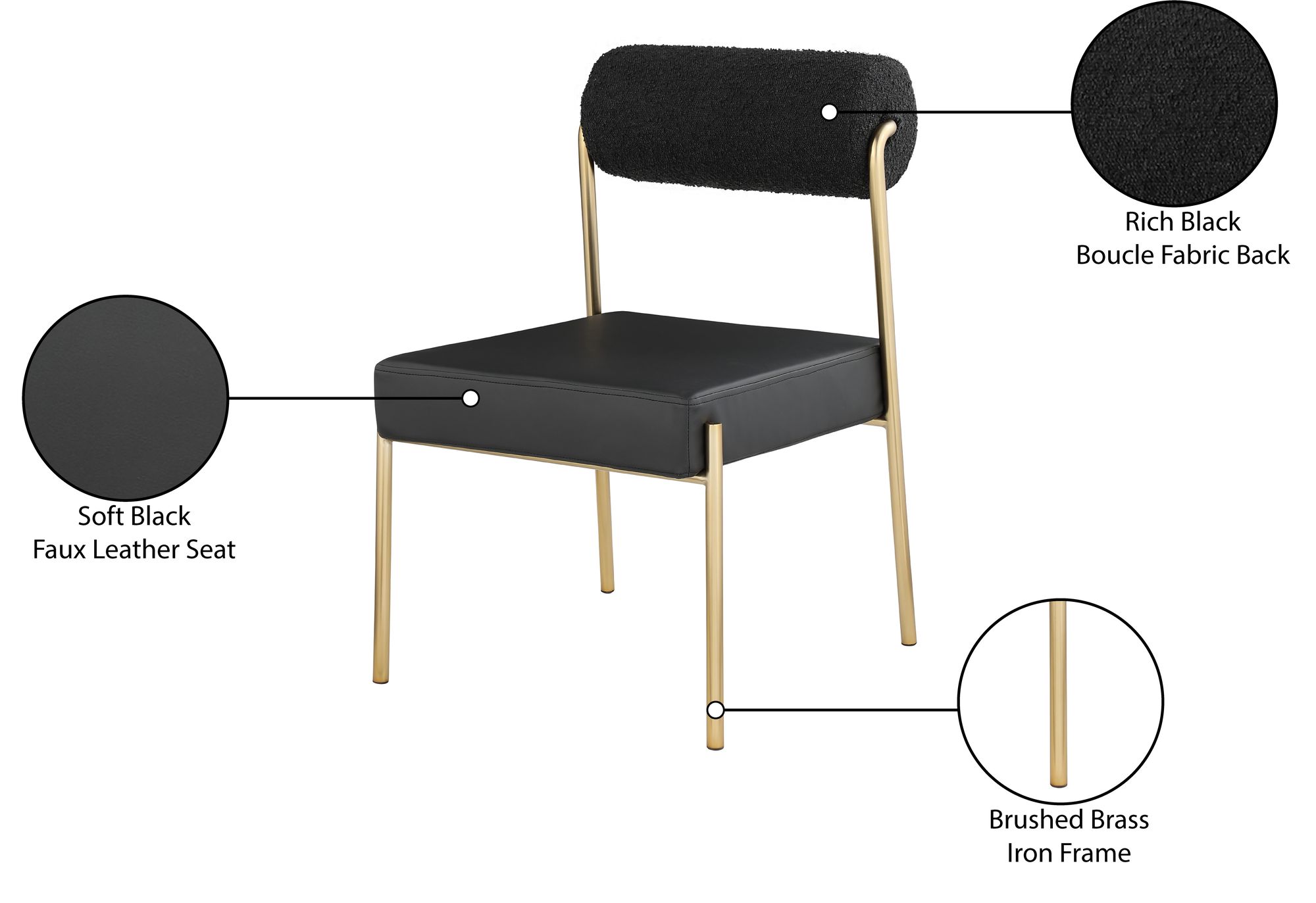 Carly Boucle Fabric & Faux Leather Dining Chair