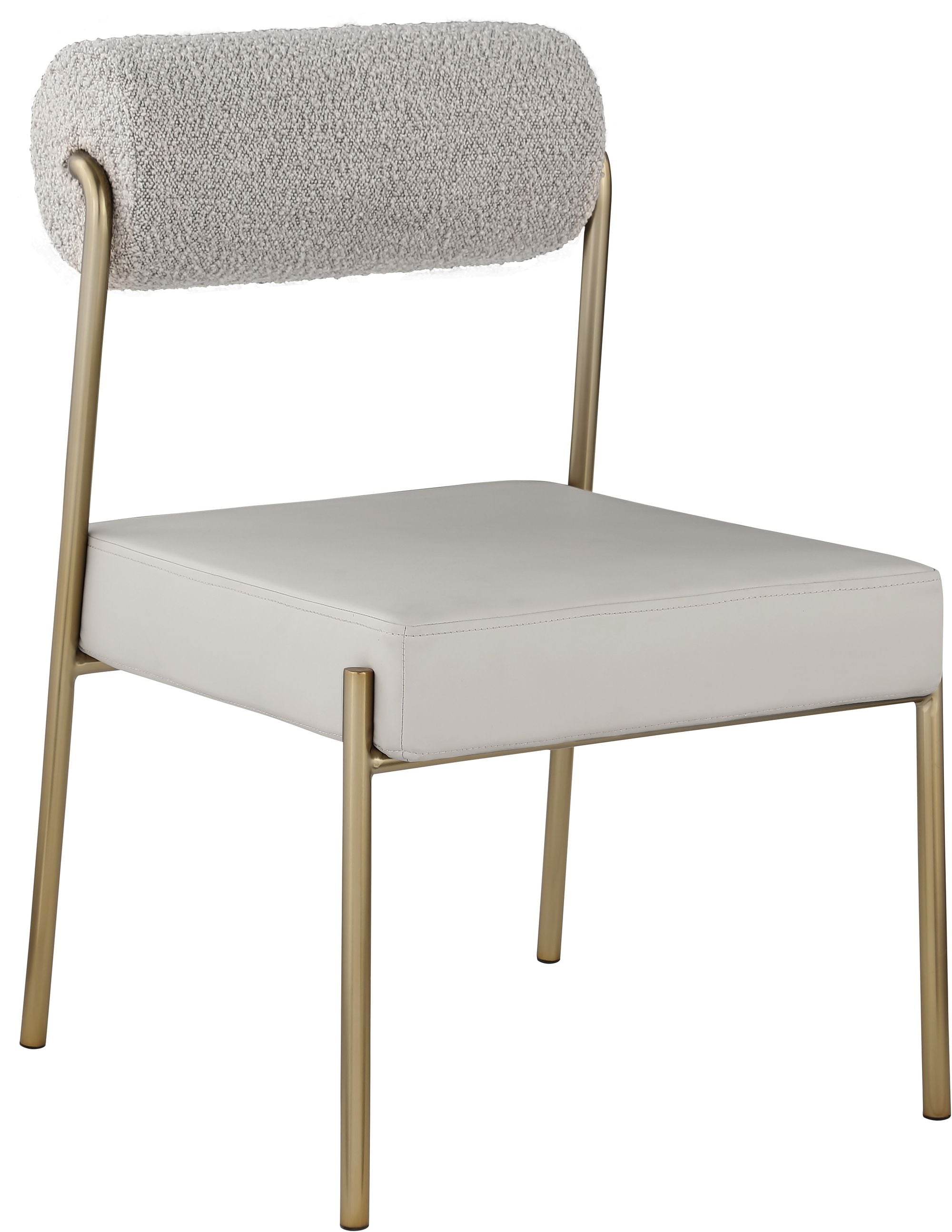 Carly Boucle Fabric & Faux Leather Dining Chair