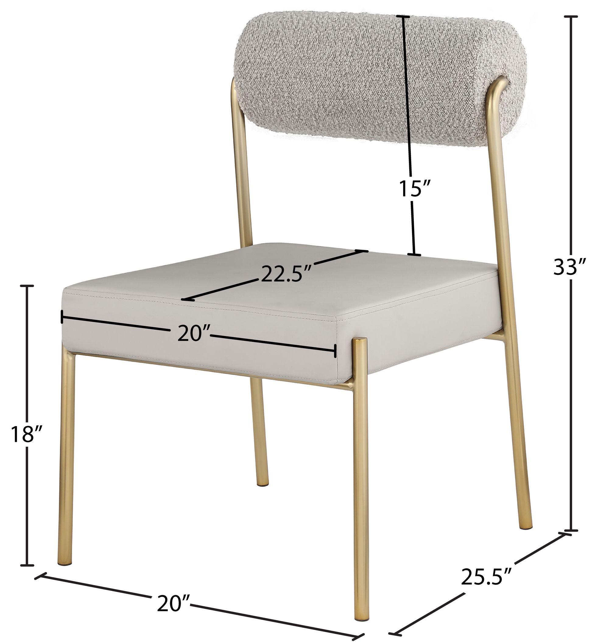 Carly Boucle Fabric & Faux Leather Dining Chair
