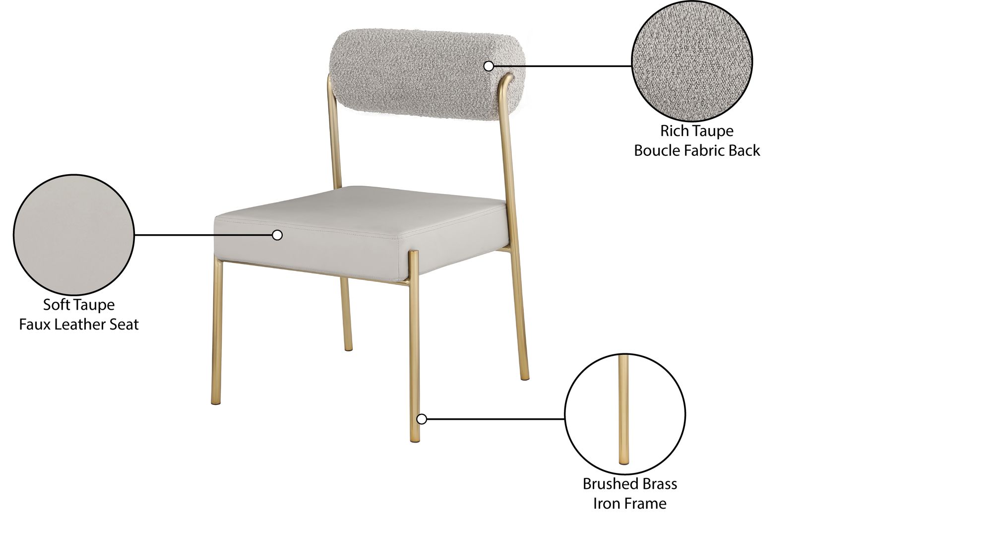 Carly Boucle Fabric & Faux Leather Dining Chair