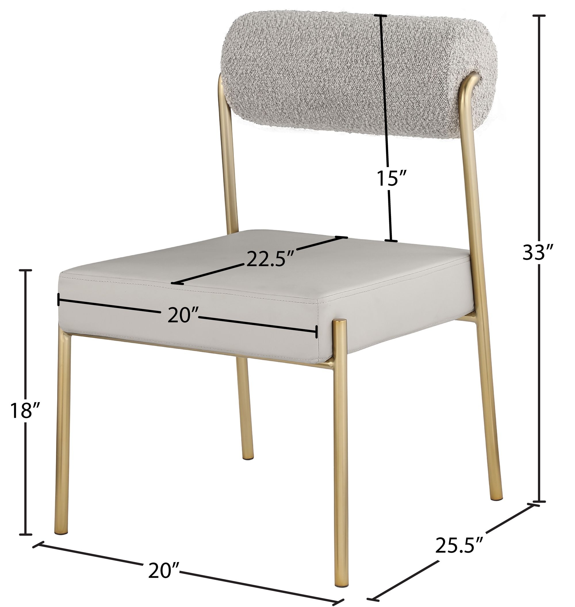 Carly Boucle Fabric & Faux Leather Dining Chair