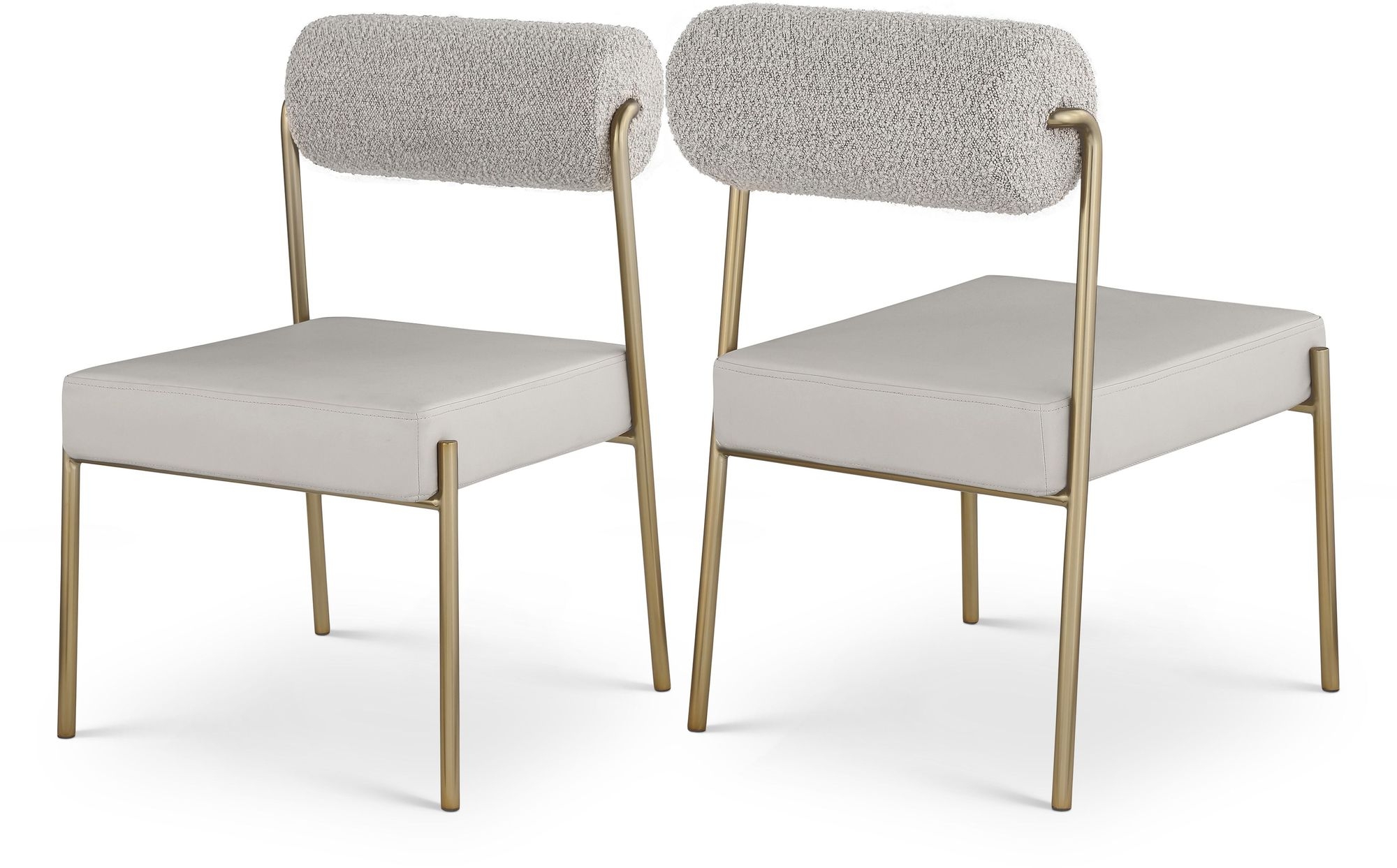 Carly Boucle Fabric & Faux Leather Dining Chair