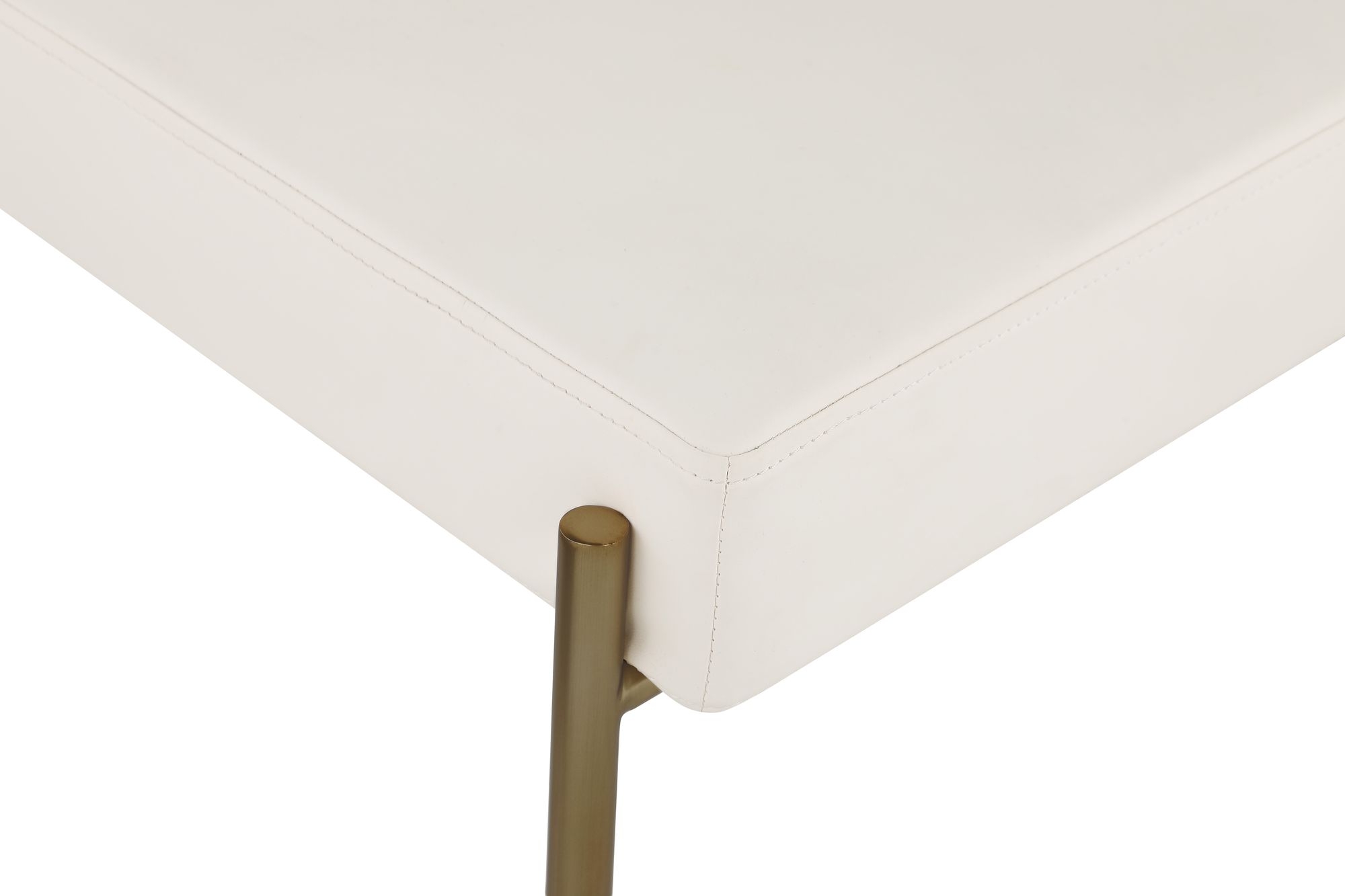 Carly Boucle Fabric & Faux Leather Counter Stool with Brushed Brass Frame