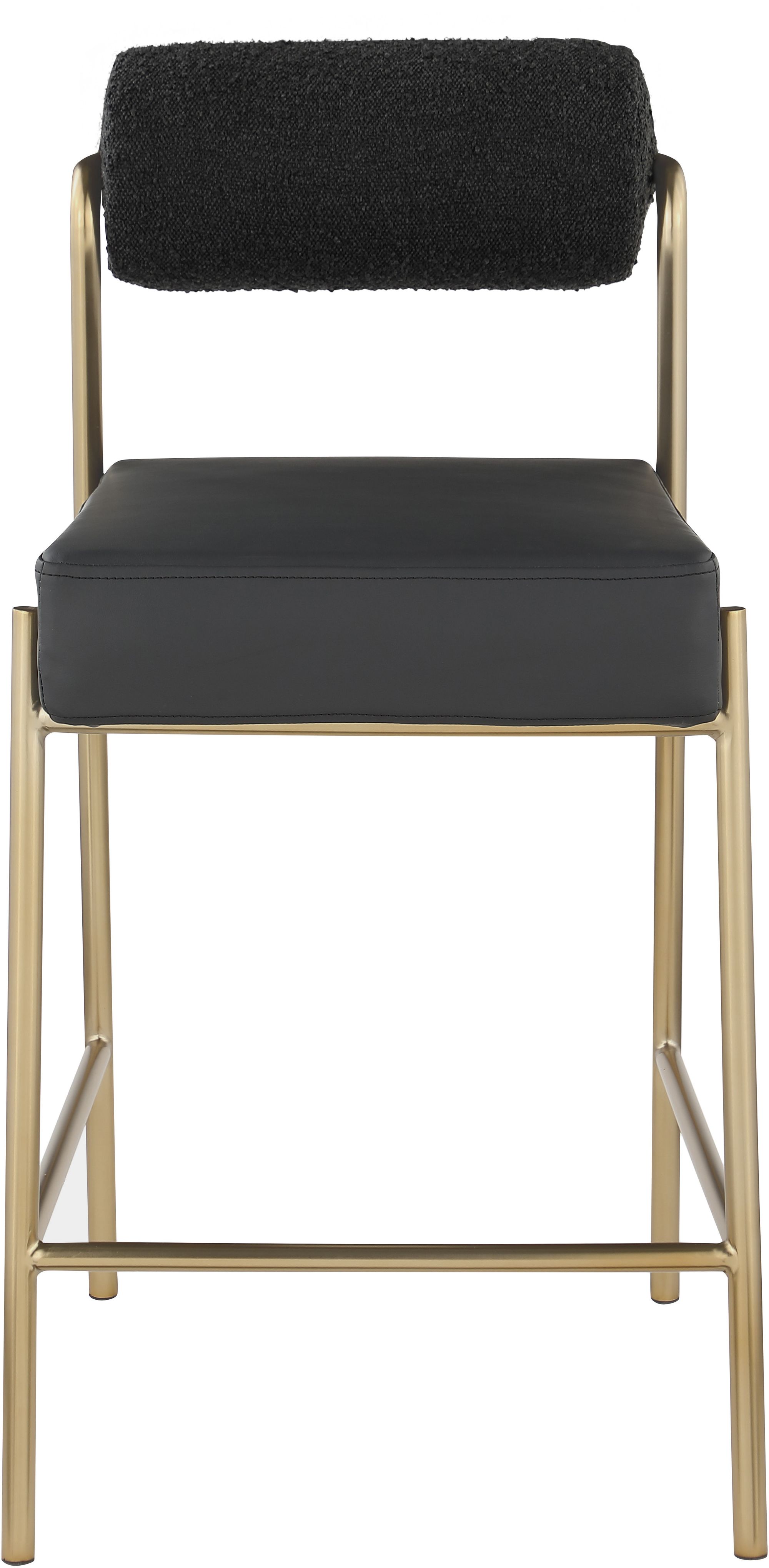 Carly Boucle Fabric & Faux Leather Counter Stool with Brushed Brass Frame