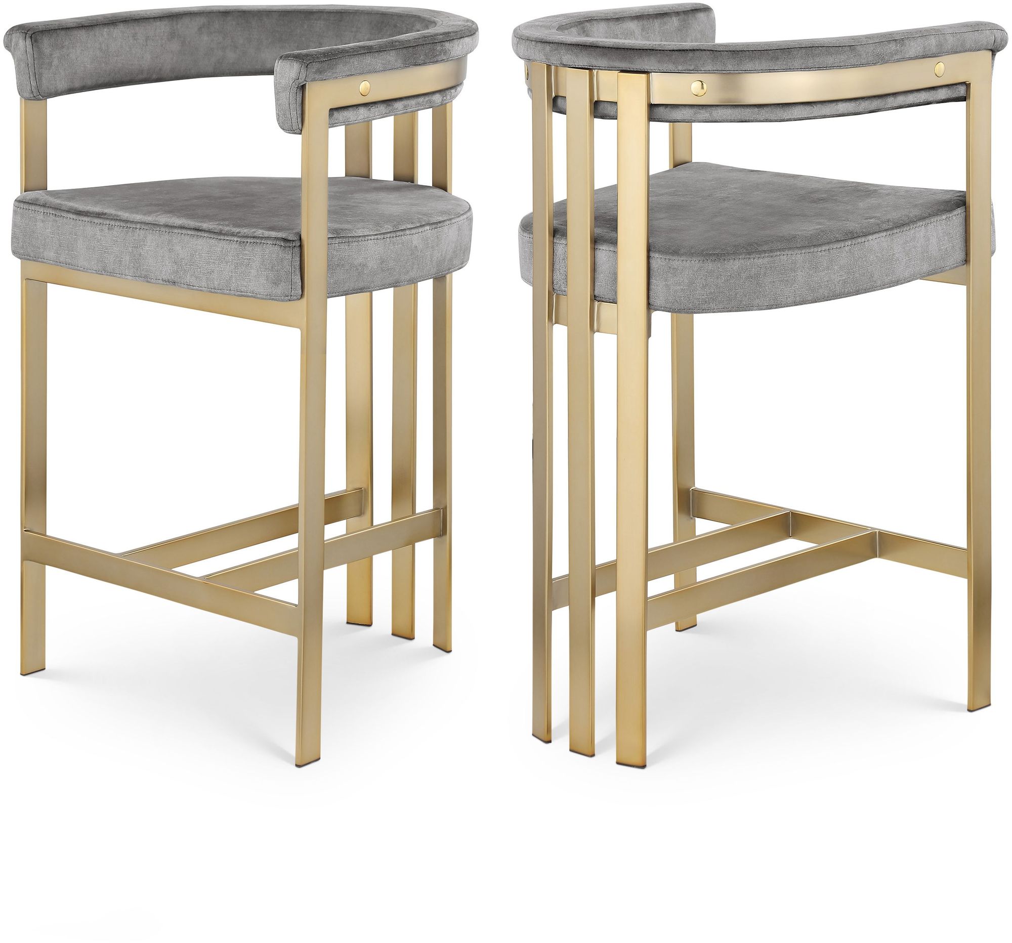 Marcello Counter Stool with Brushed Brass Frame