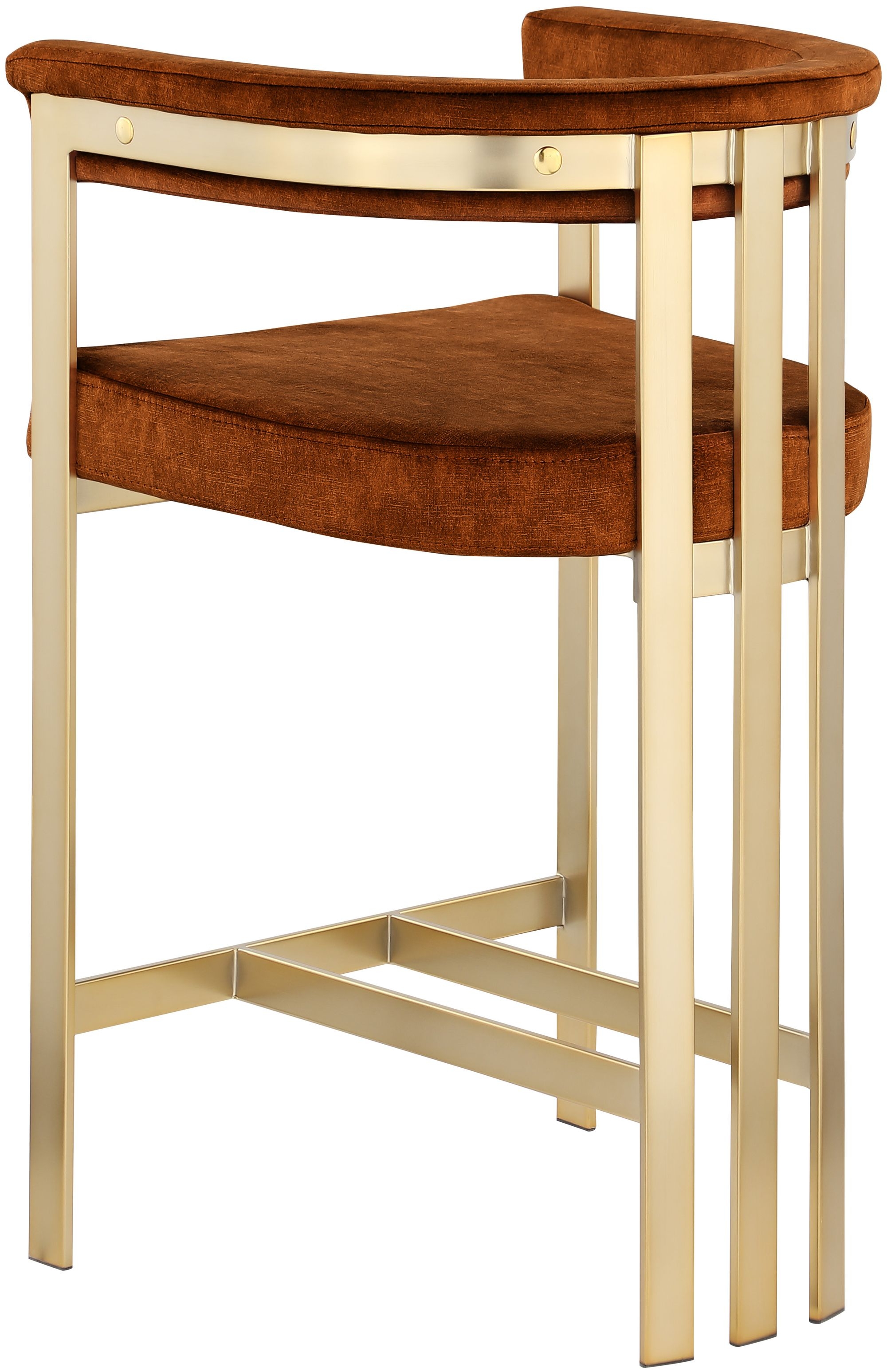 Marcello Velvet Counter Stool with Brushed Brass Frame