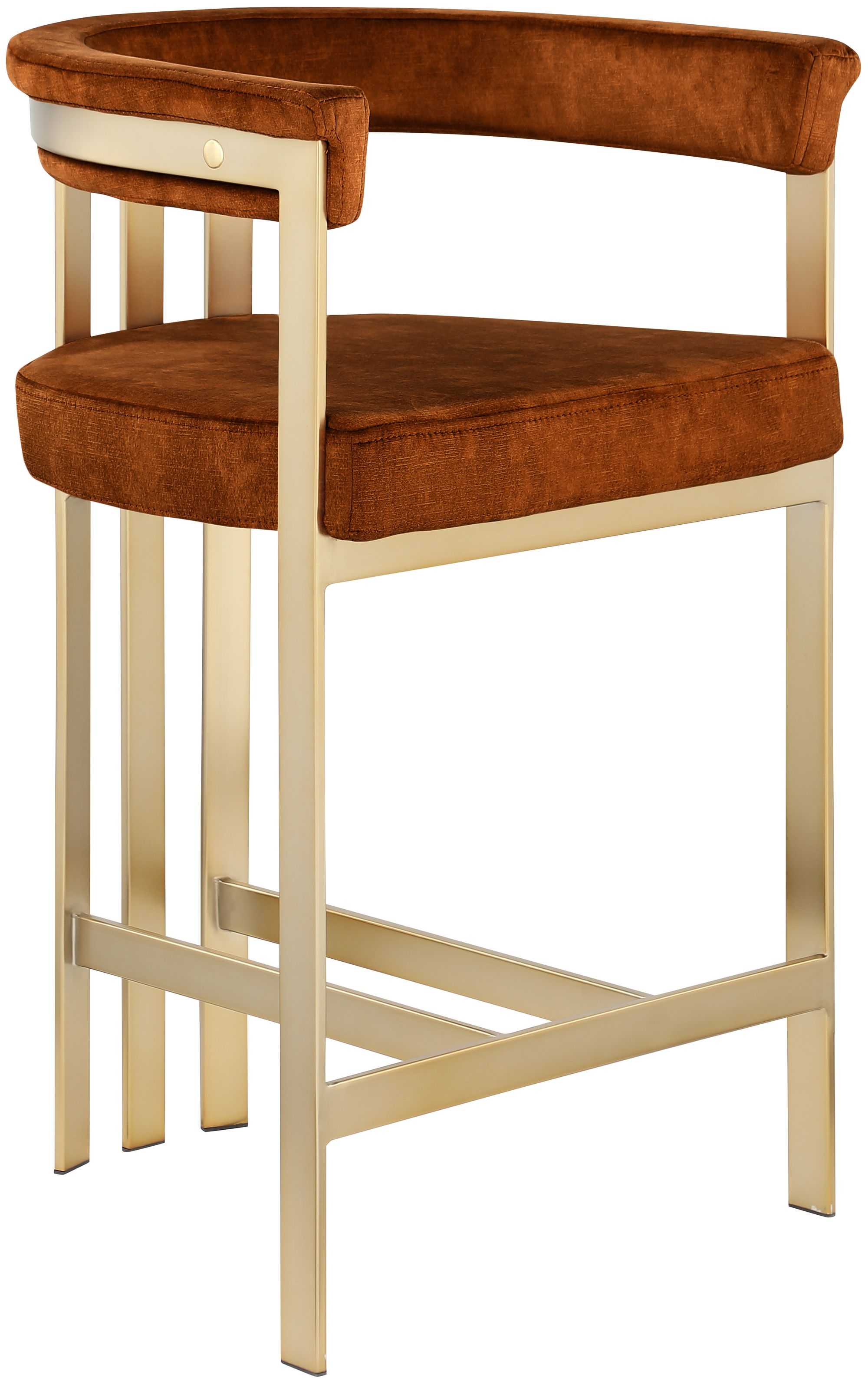 Marcello Velvet Counter Stool with Brushed Brass Frame