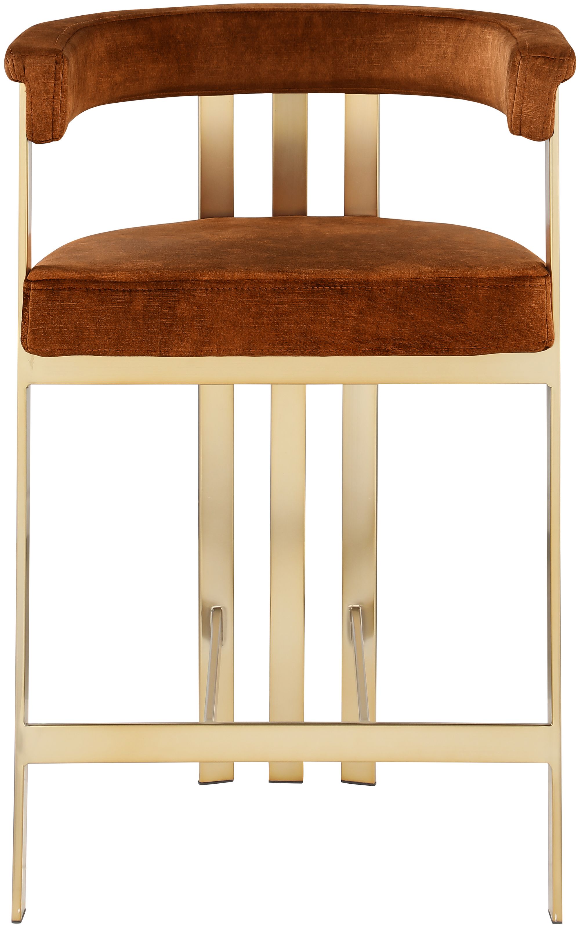 Marcello Velvet Counter Stool with Brushed Brass Frame