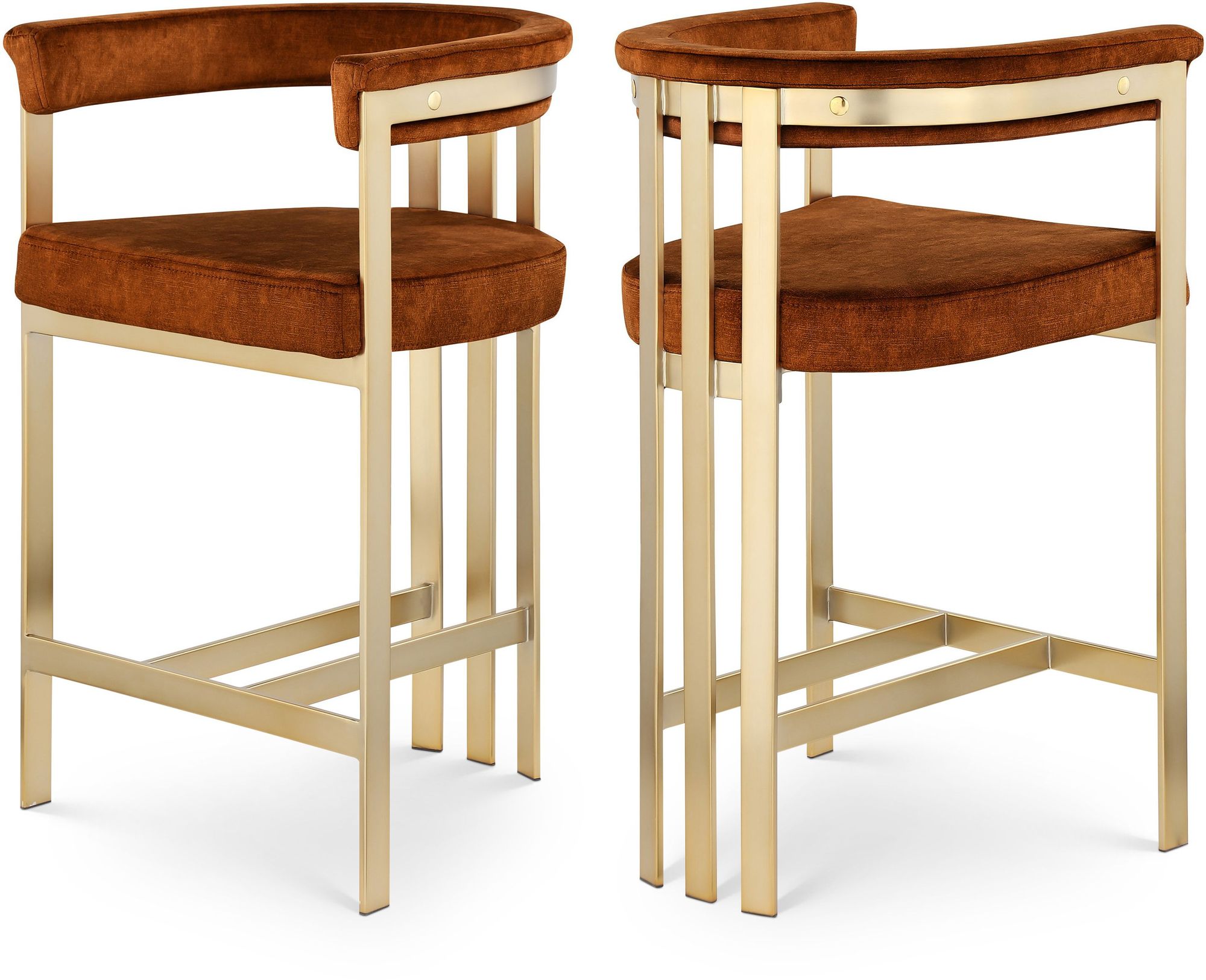 Marcello Velvet Counter Stool with Brushed Brass Frame