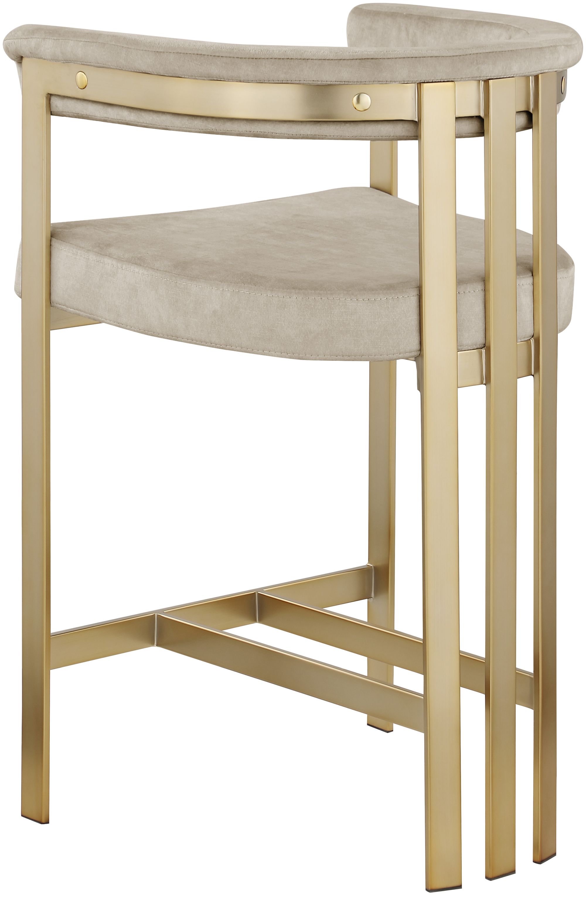 Marcello Velvet Counter Stool with Brushed Brass Frame
