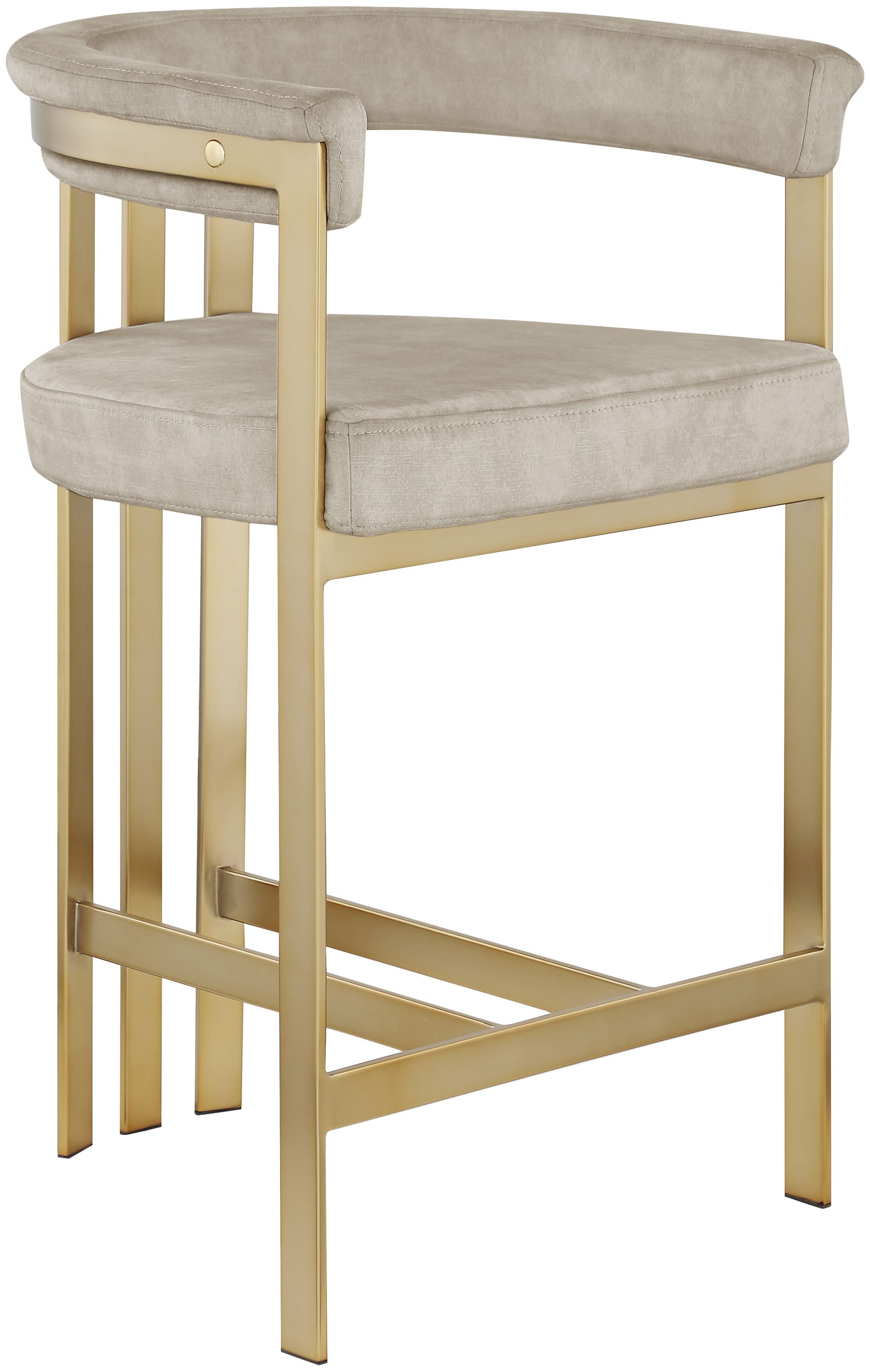 Marcello Velvet Counter Stool with Brushed Brass Frame