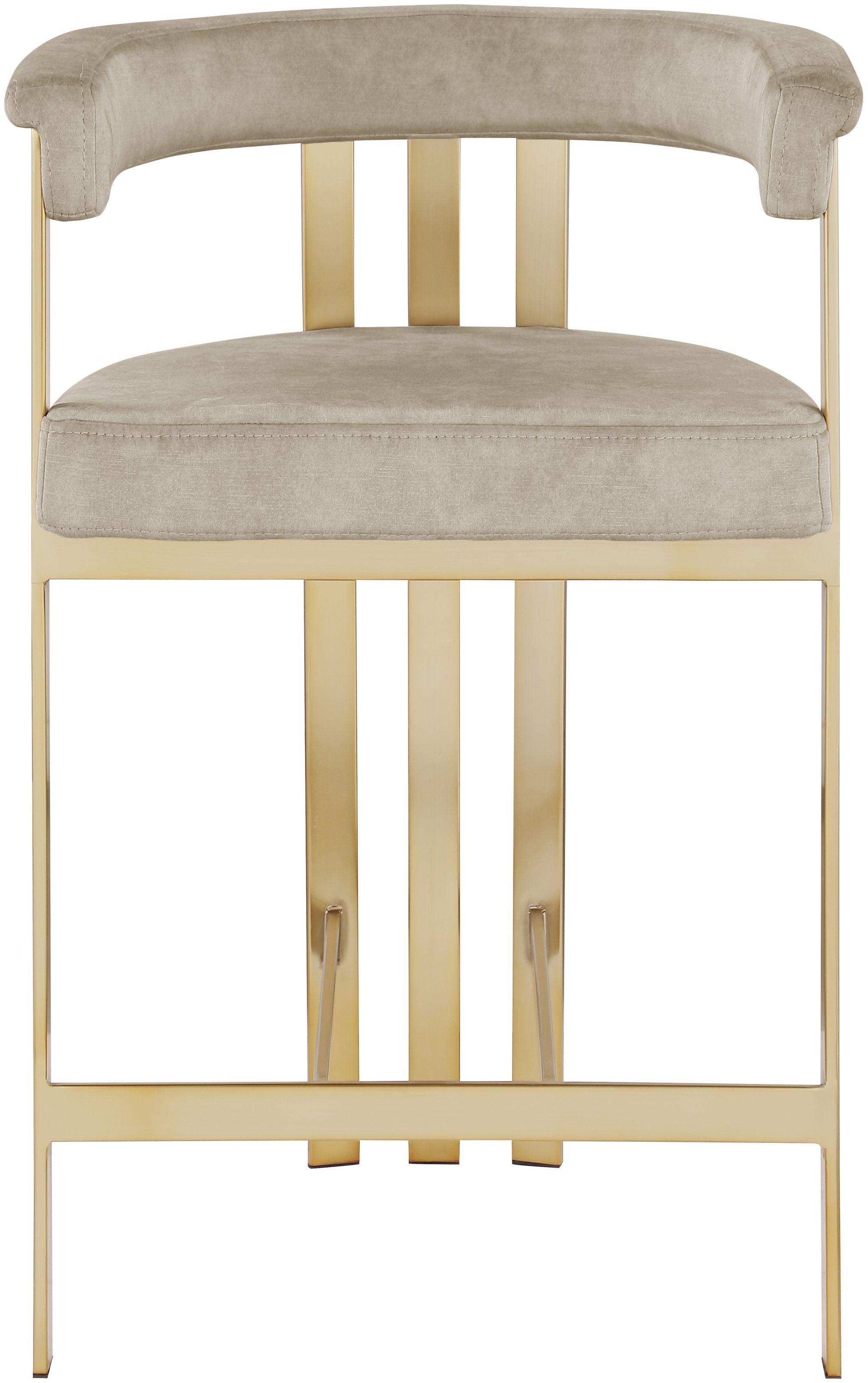 Marcello Velvet Counter Stool with Brushed Brass Frame