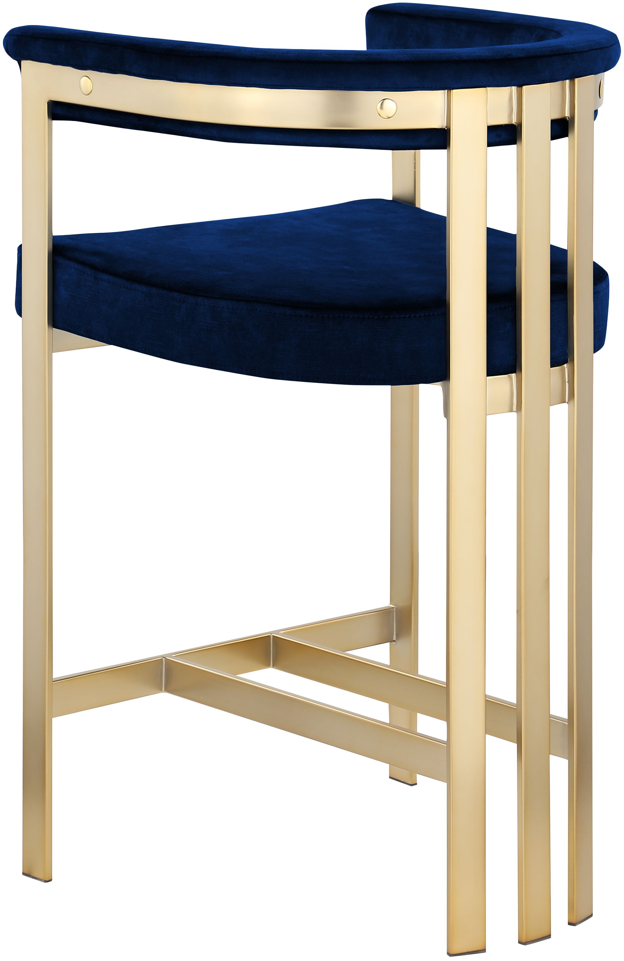 Marcello Velvet Counter Stool with Brushed Brass Frame