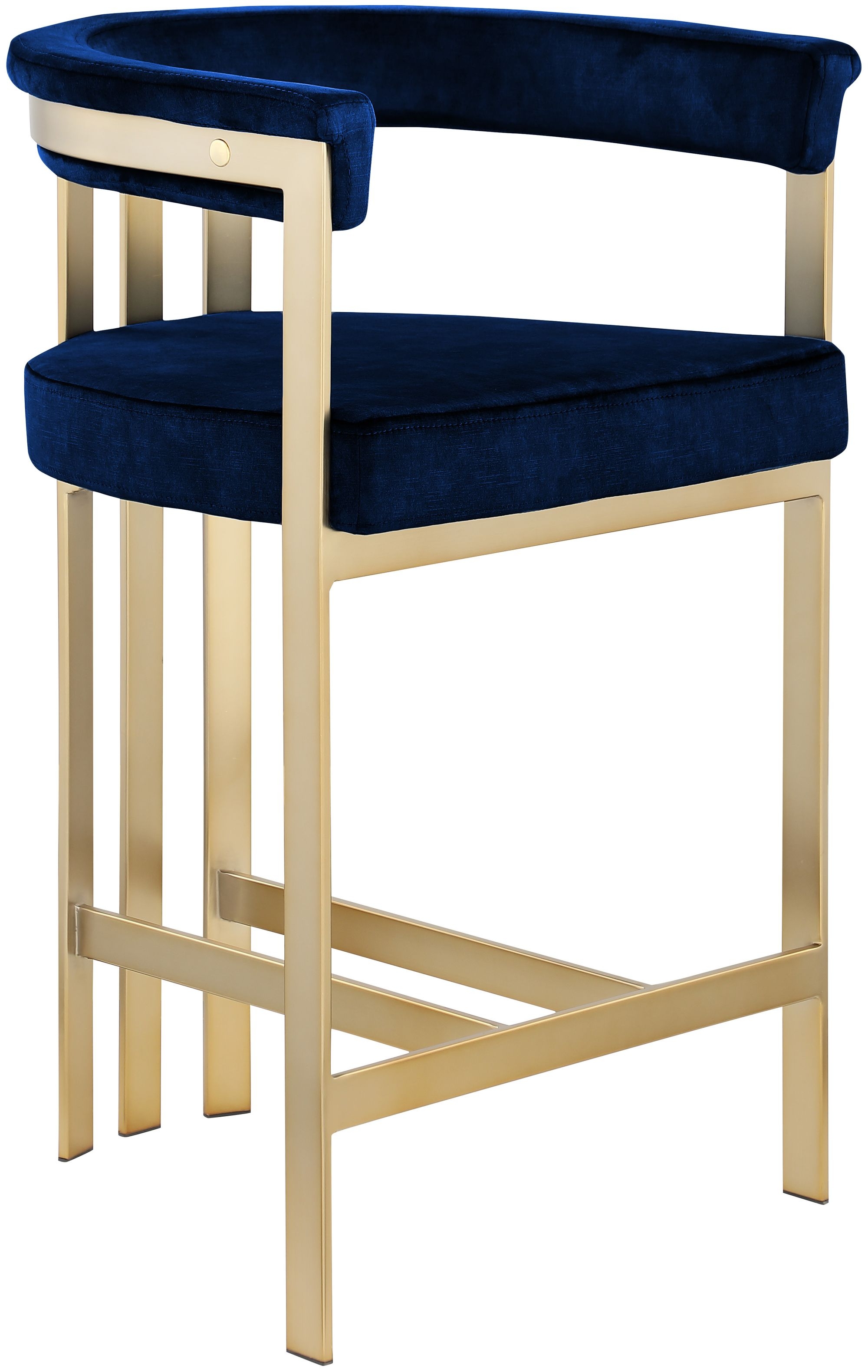 Marcello Velvet Counter Stool with Brushed Brass Frame