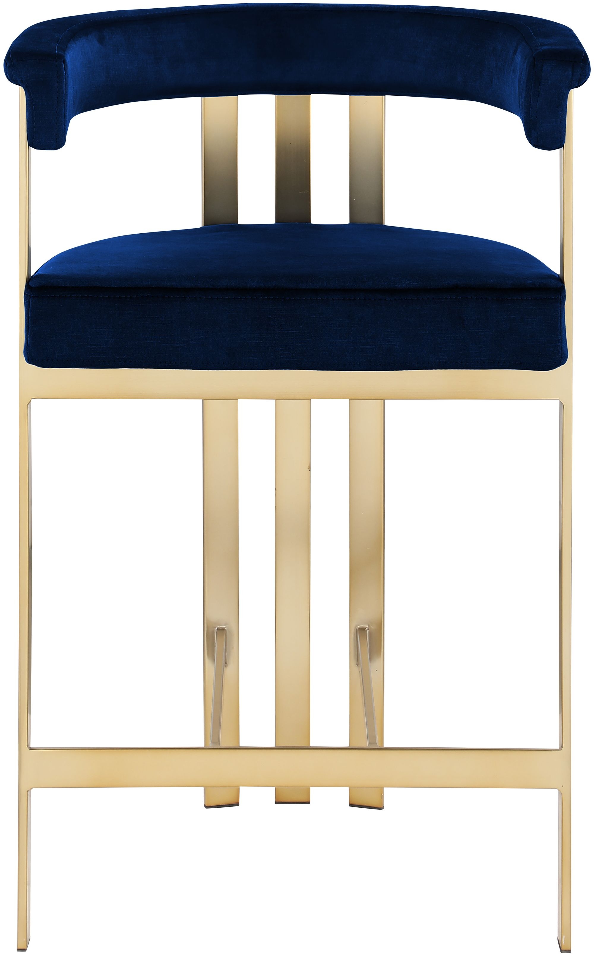 Marcello Velvet Counter Stool with Brushed Brass Frame