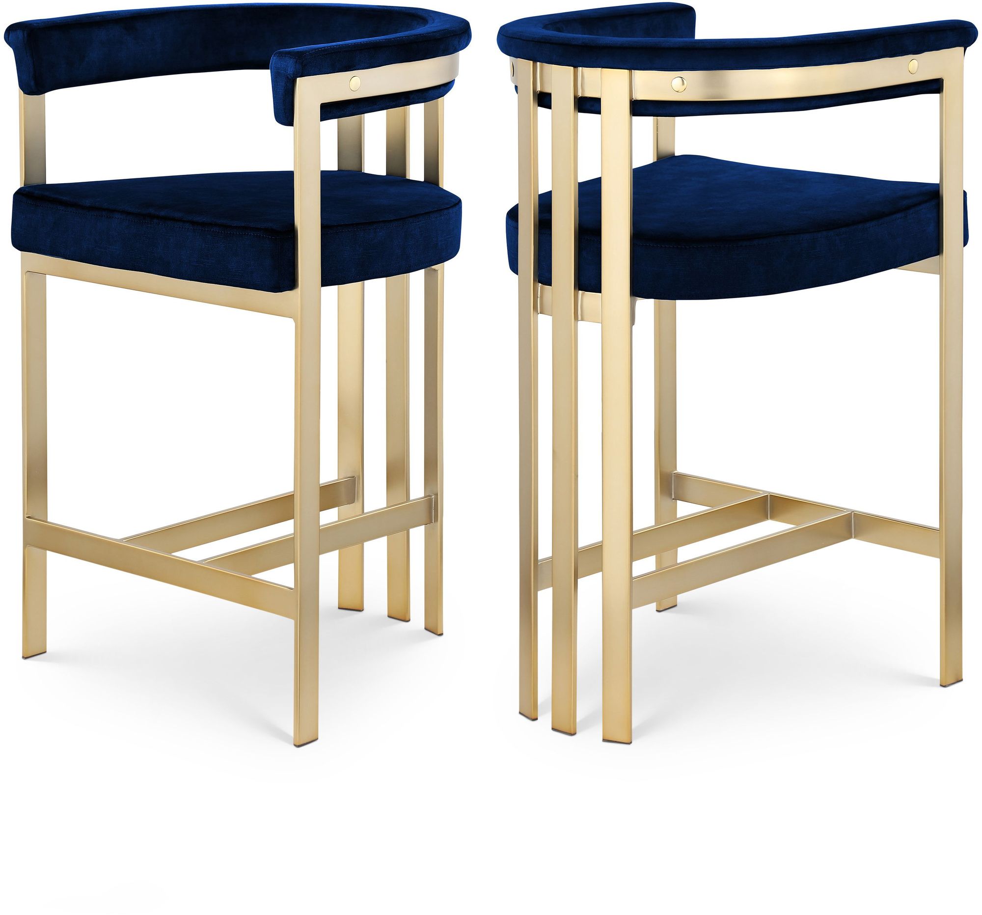 Marcello Velvet Counter Stool with Brushed Brass Frame