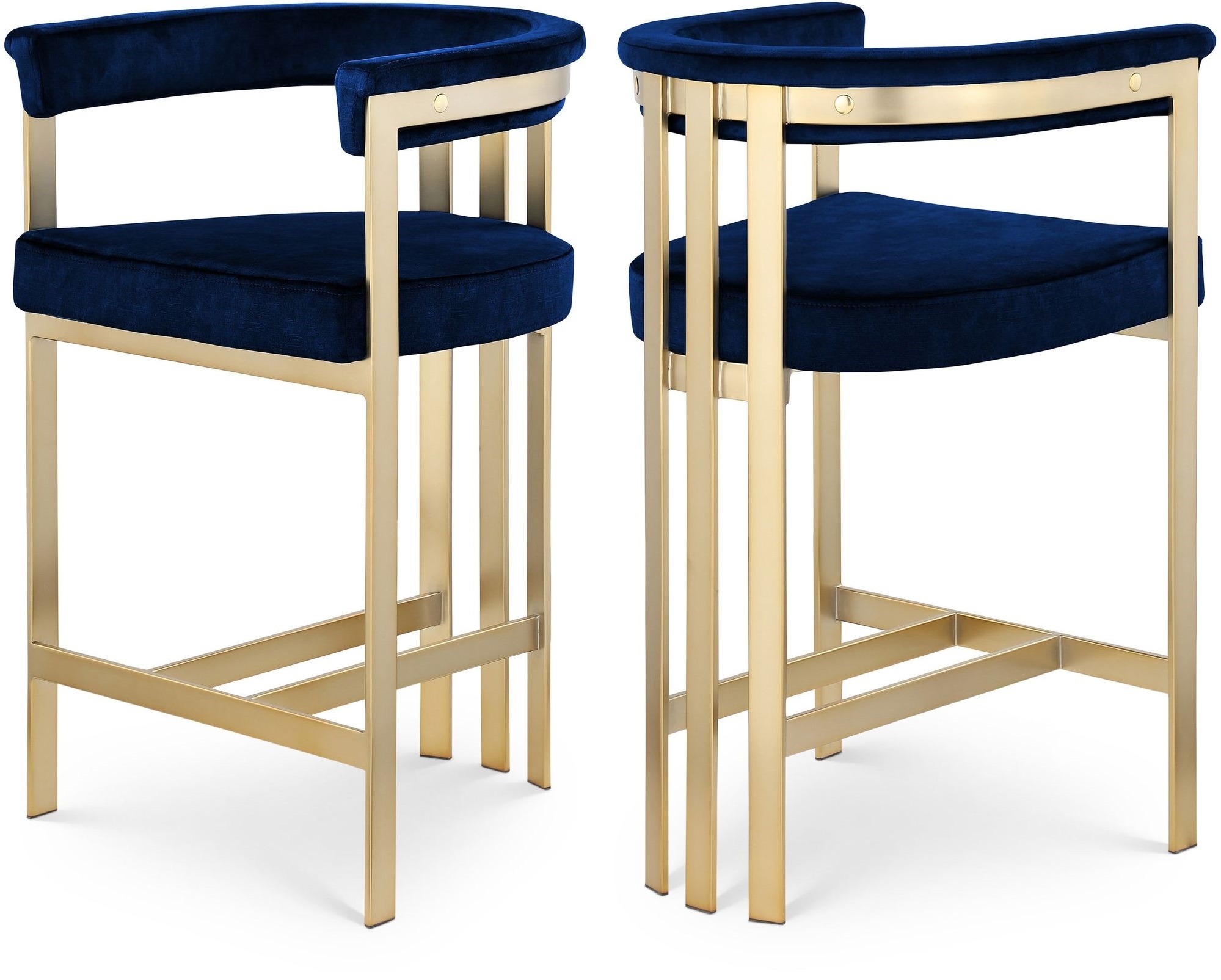 Marcello Velvet Counter Stool with Brushed Brass Frame