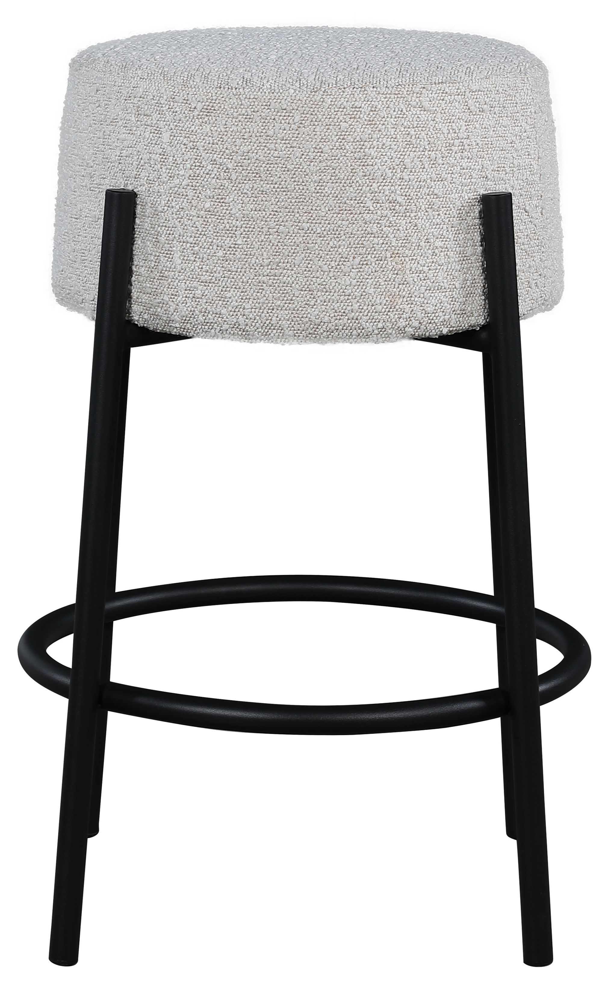 Avalon Boucle Fabric Counter Stool with Matte Black Iron Frame
