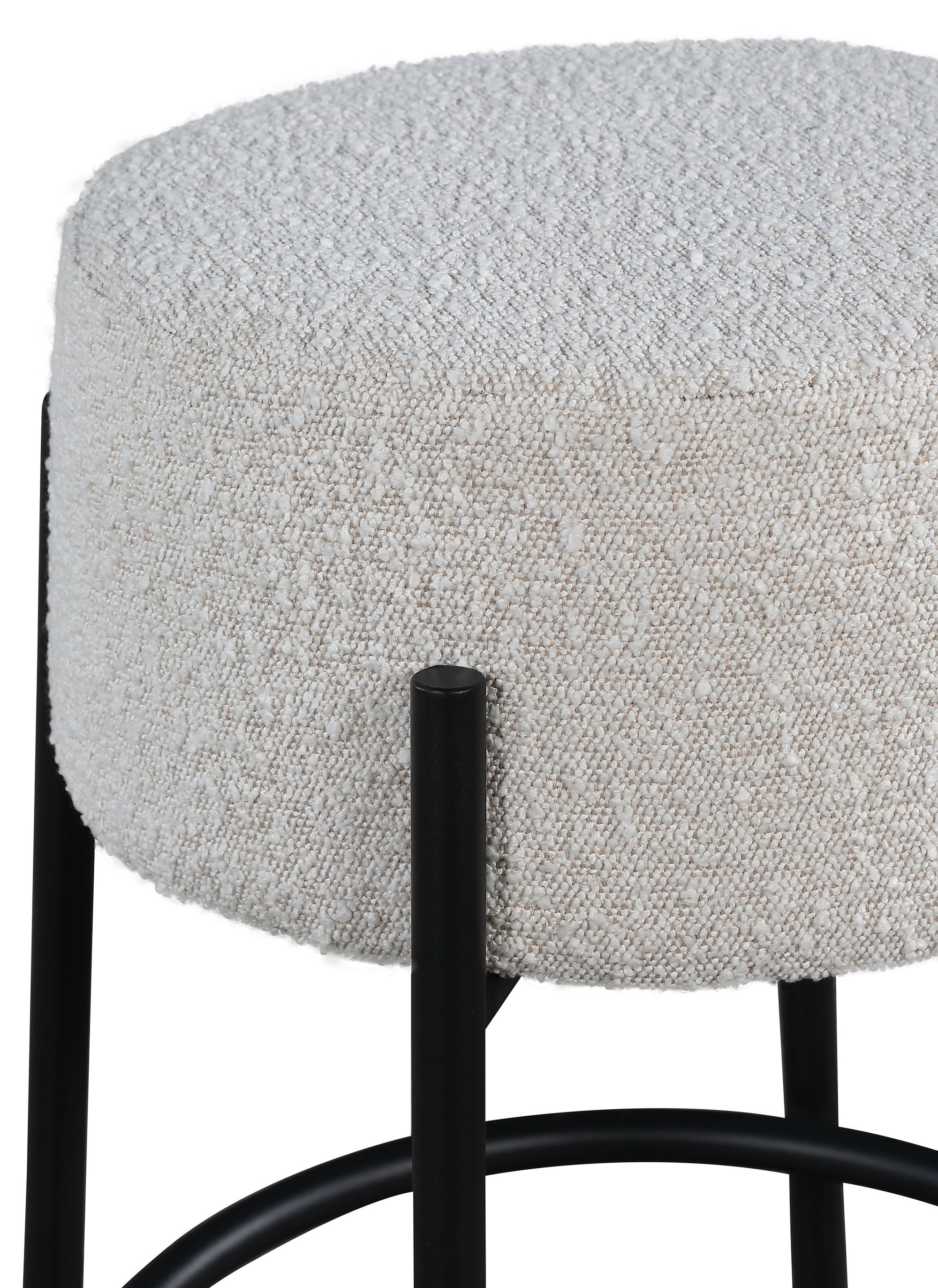 Avalon Boucle Fabric Counter Stool with Matte Black Iron Frame