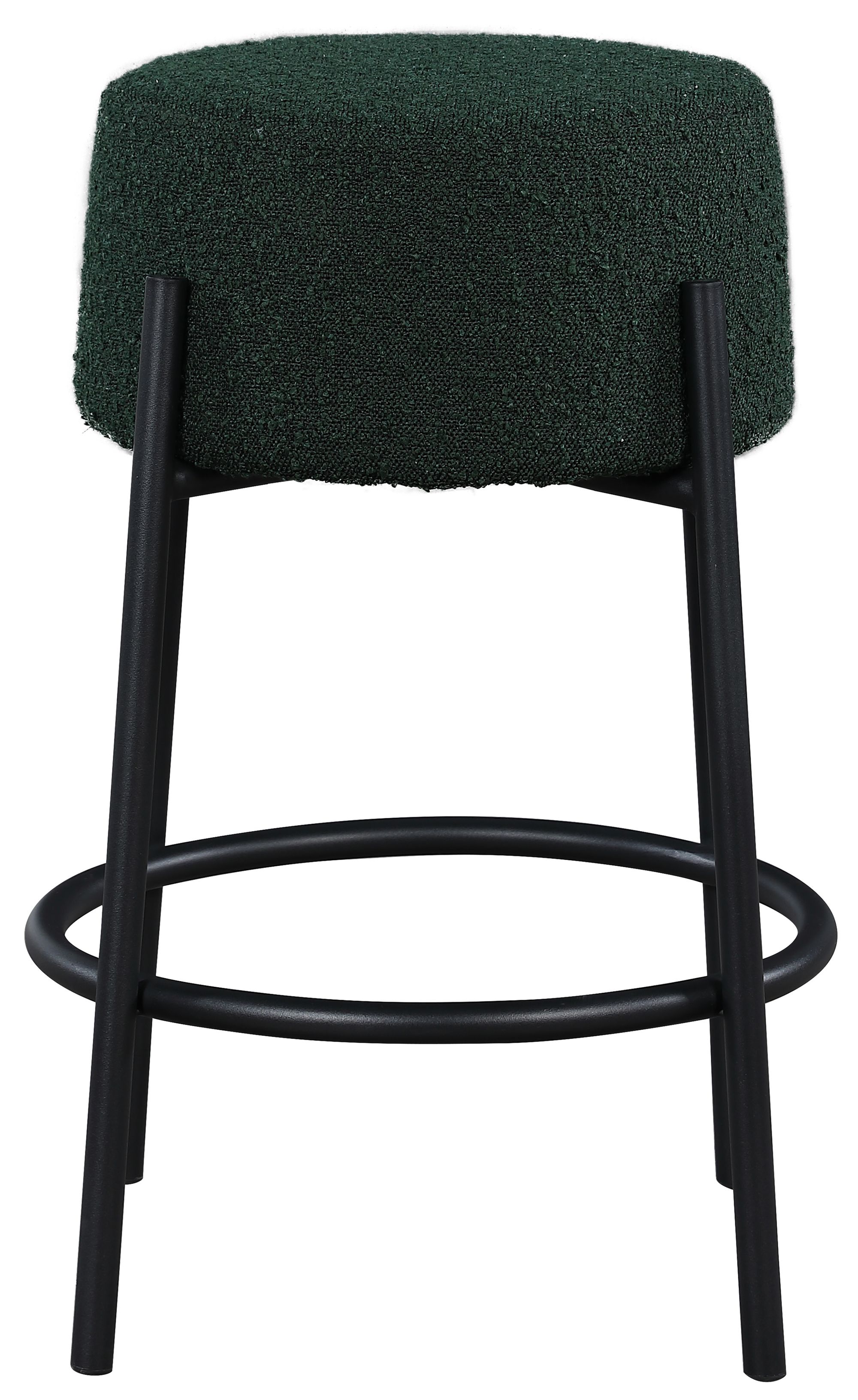 Avalon Boucle Fabric Counter Stool with Matte Black Iron Frame