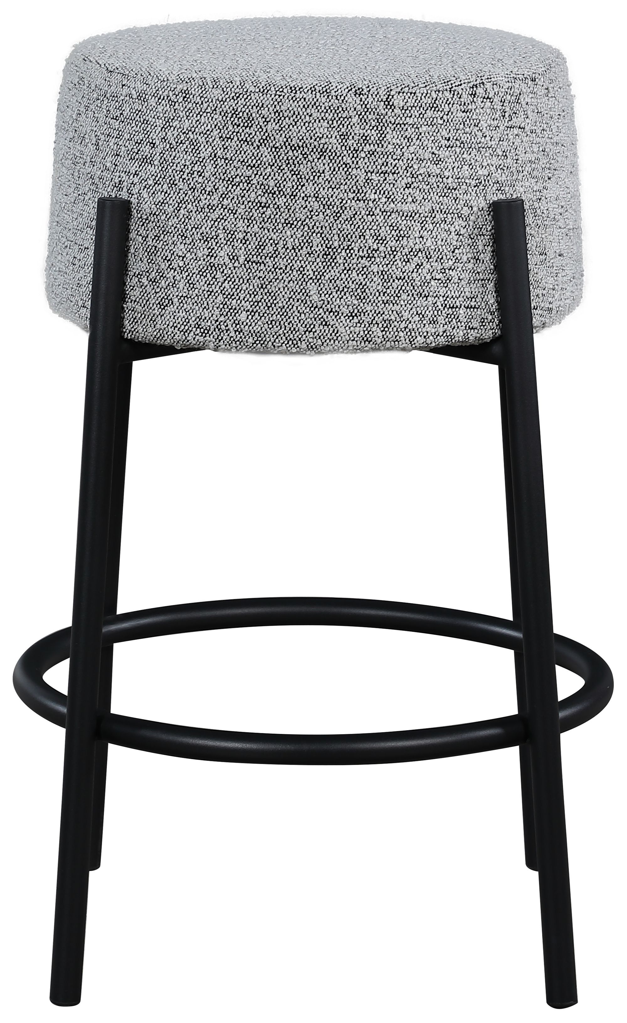 Avalon Boucle Fabric Counter Stool with Matte Black Iron Frame