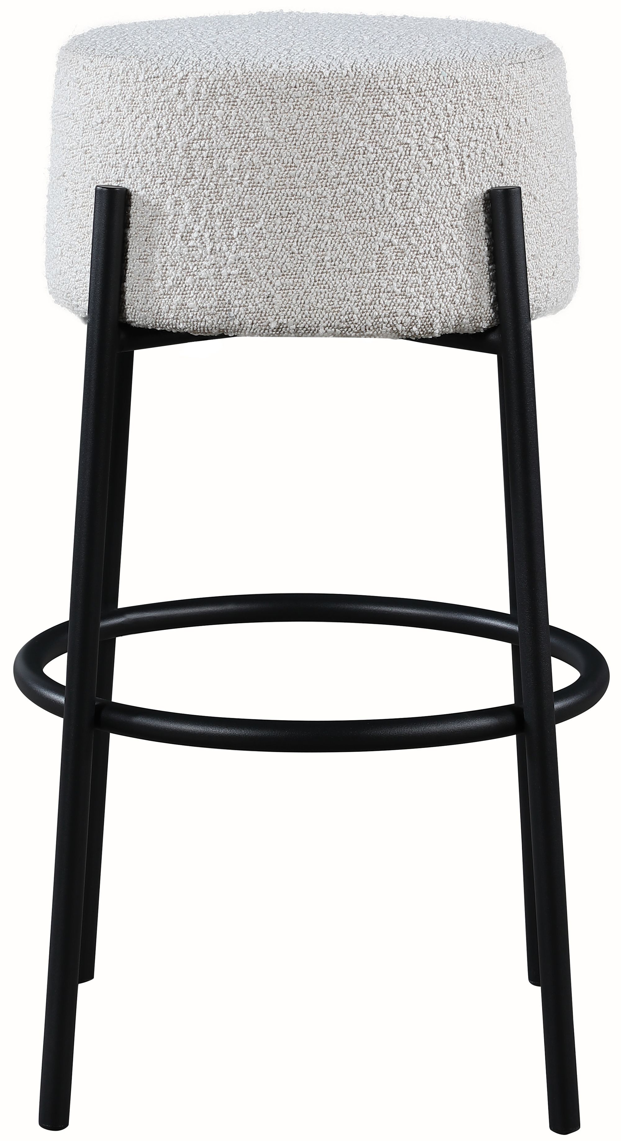 Avalon Boucle Fabric Bar Stool with Matte Black Iron Frame