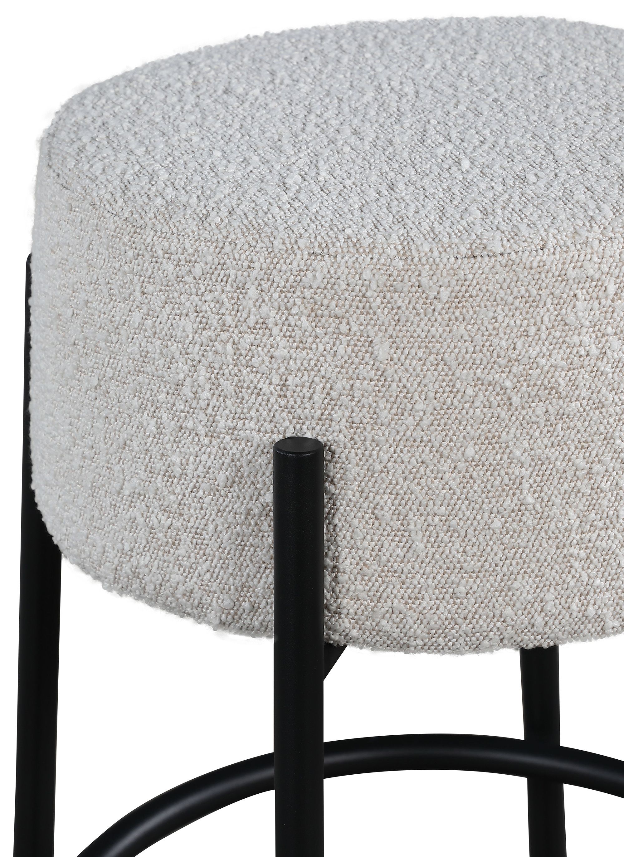 Avalon Boucle Fabric Bar Stool with Matte Black Iron Frame