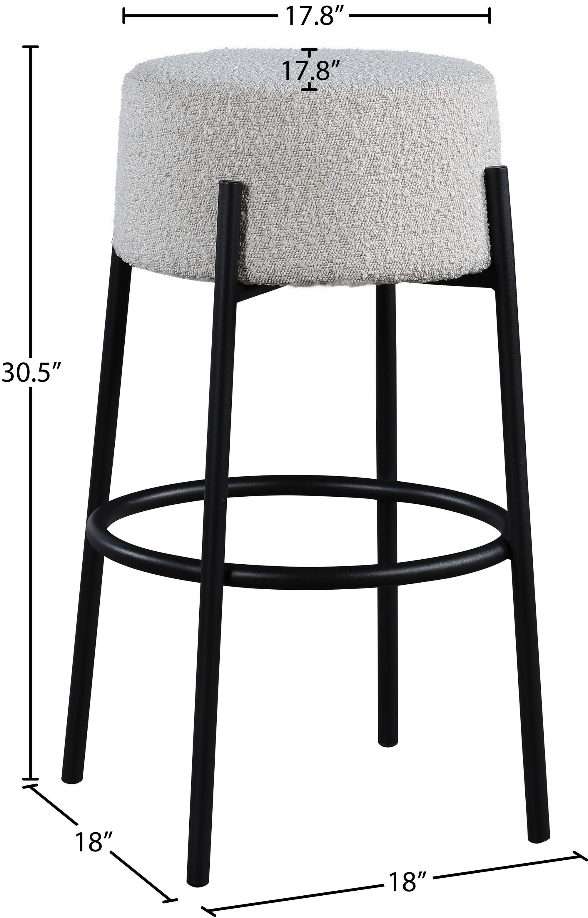 Avalon Boucle Fabric Bar Stool with Matte Black Iron Frame