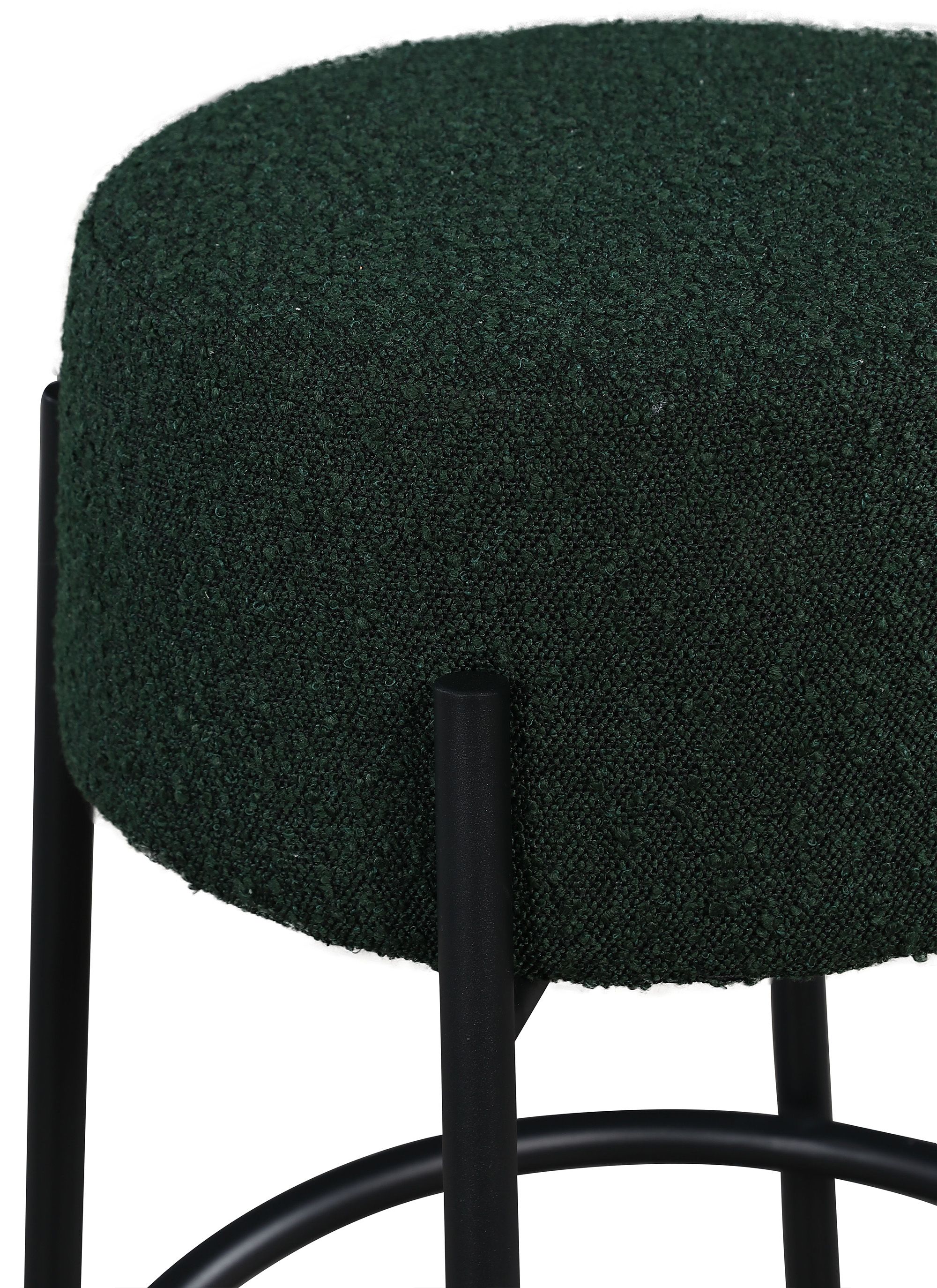Avalon Boucle Fabric Bar Stool with Matte Black Iron Frame