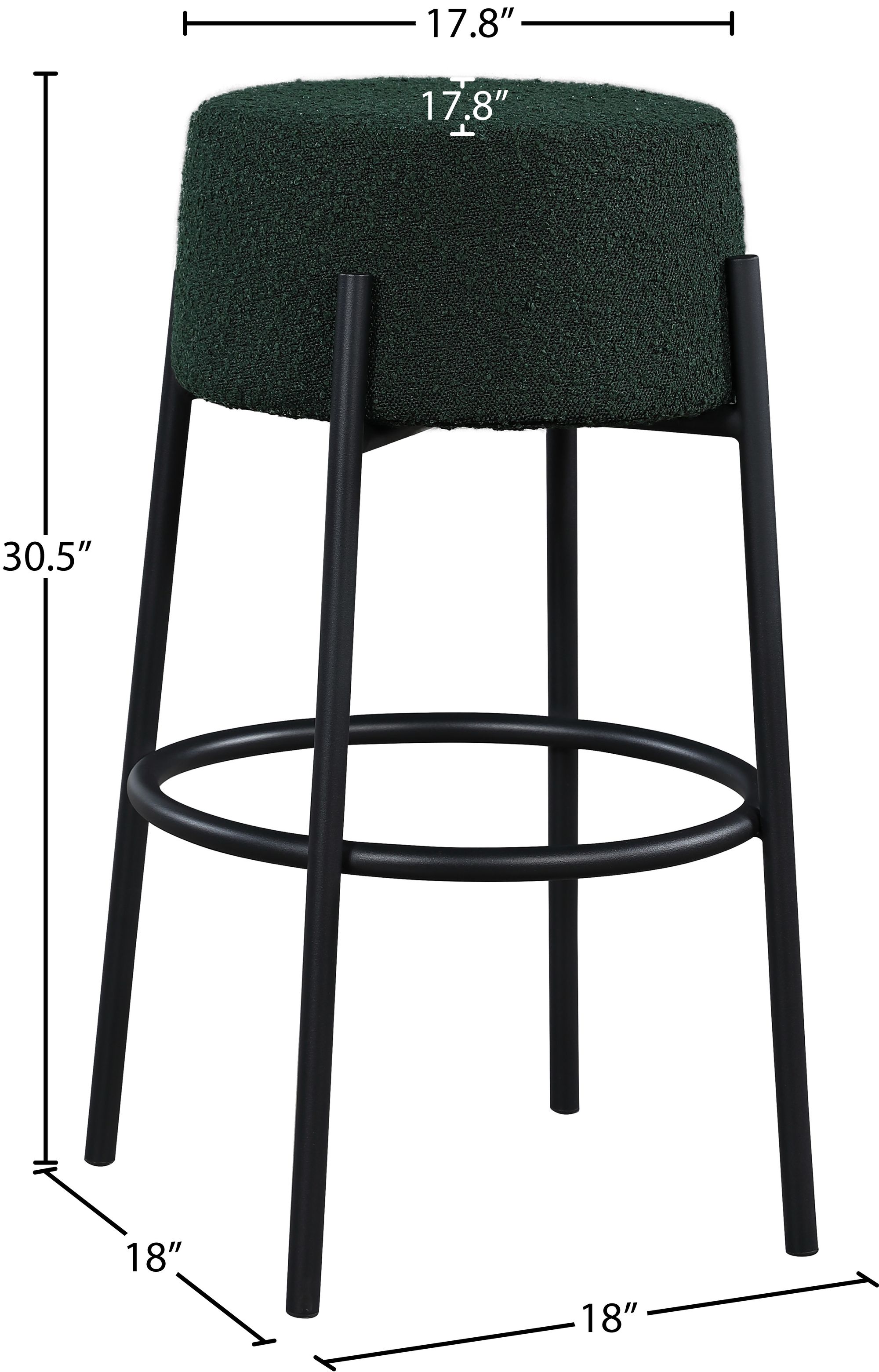 Avalon Boucle Fabric Bar Stool with Matte Black Iron Frame