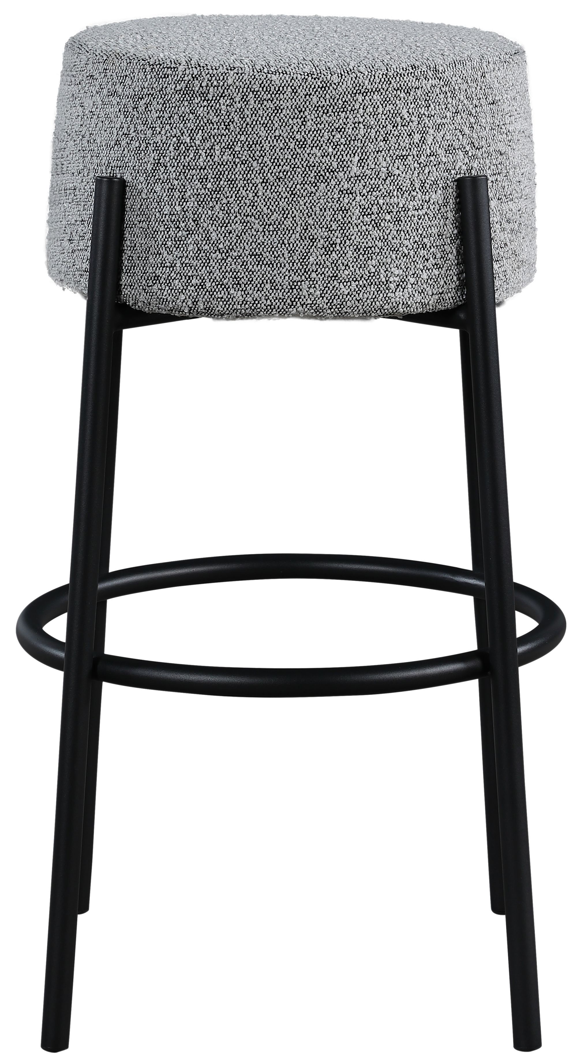 Avalon Boucle Fabric Bar Stool with Matte Black Iron Frame