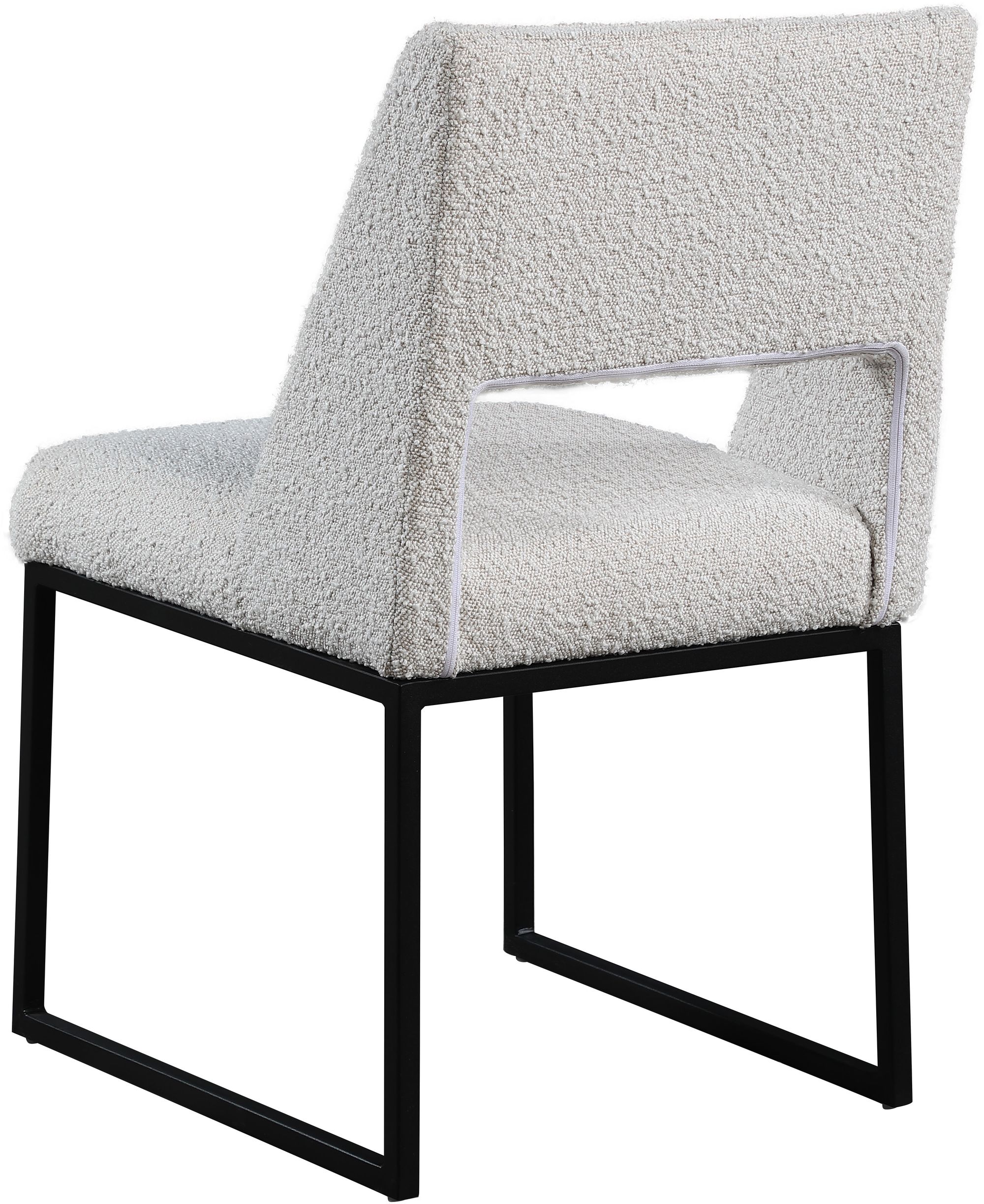 Jayce Boucle Fabric Dining Chair with Matte Black Iron Base