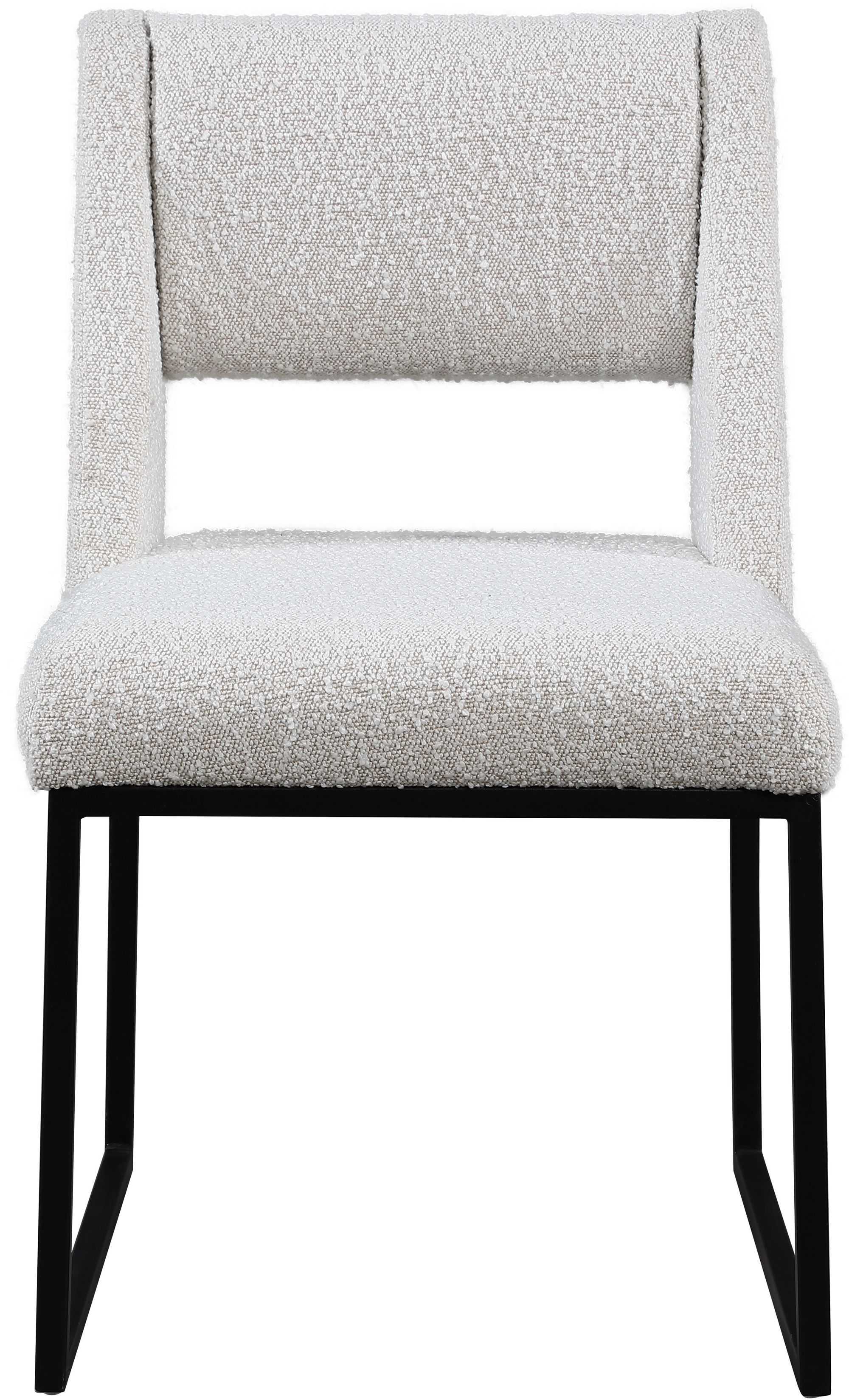 Jayce Boucle Fabric Dining Chair with Matte Black Iron Base