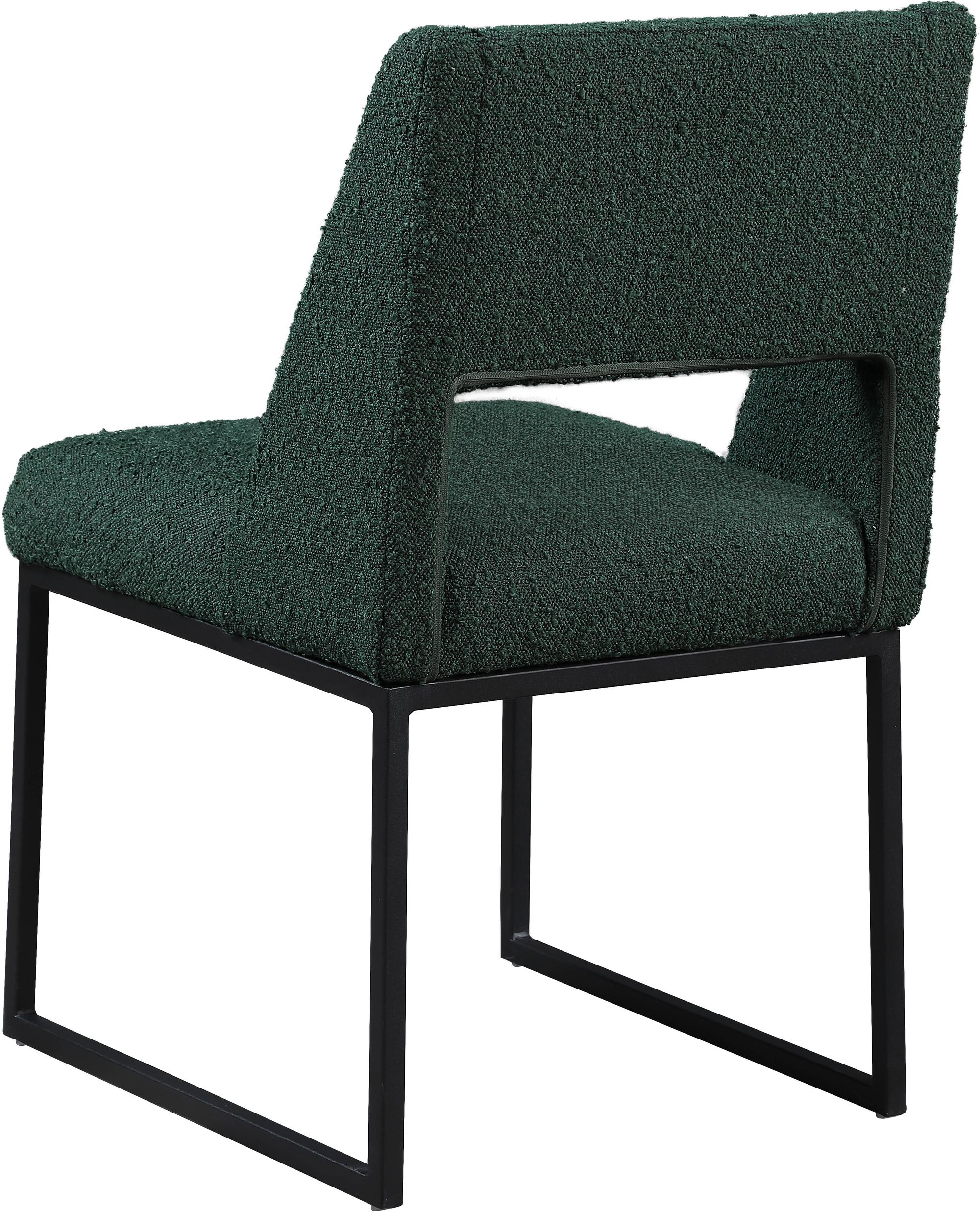 Jayce Boucle Fabric Dining Chair with Matte Black Iron Base