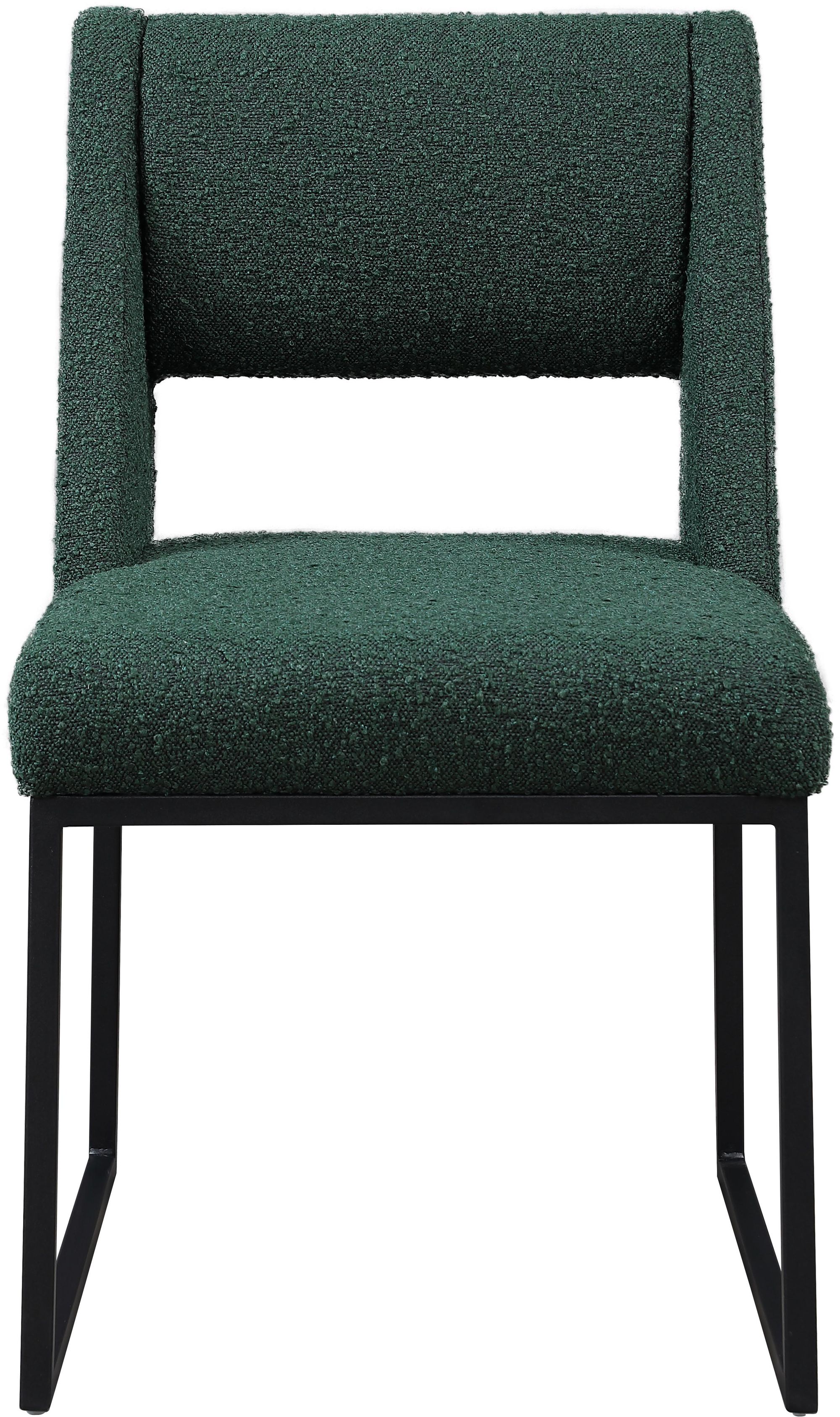 Jayce Boucle Fabric Dining Chair with Matte Black Iron Base