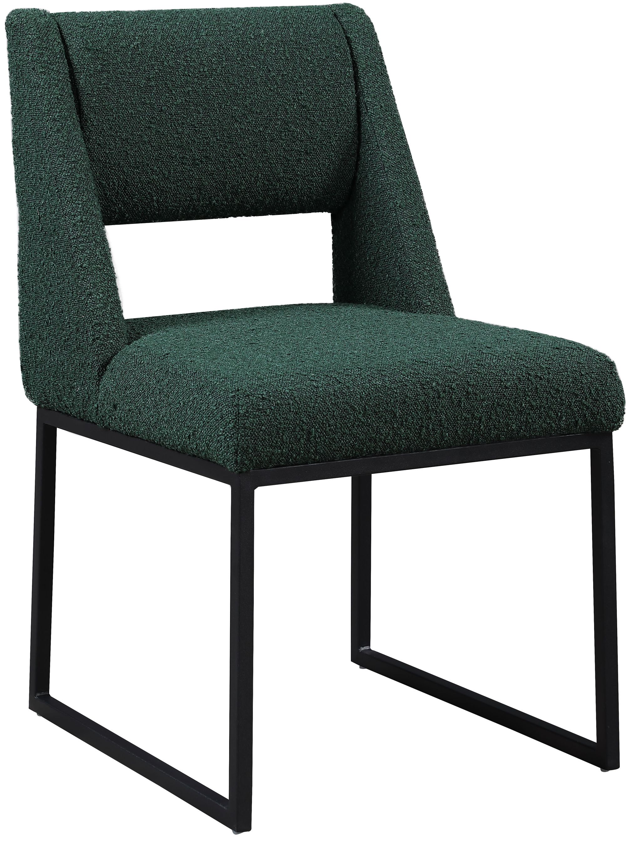 Jayce Boucle Fabric Dining Chair with Matte Black Iron Base