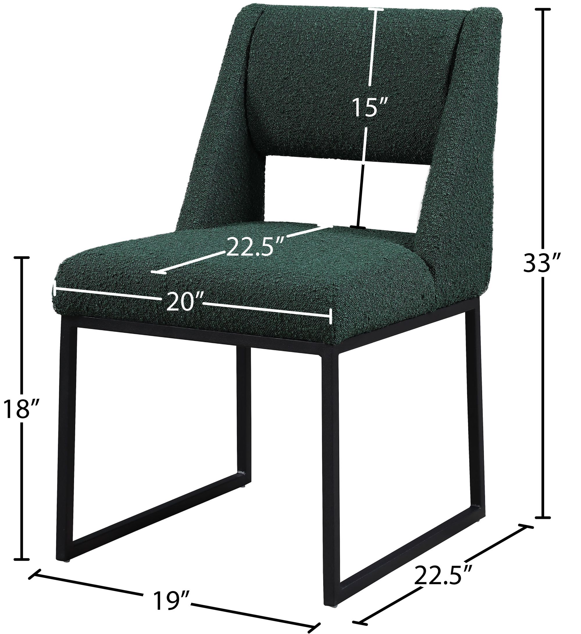 Jayce Boucle Fabric Dining Chair with Matte Black Iron Base