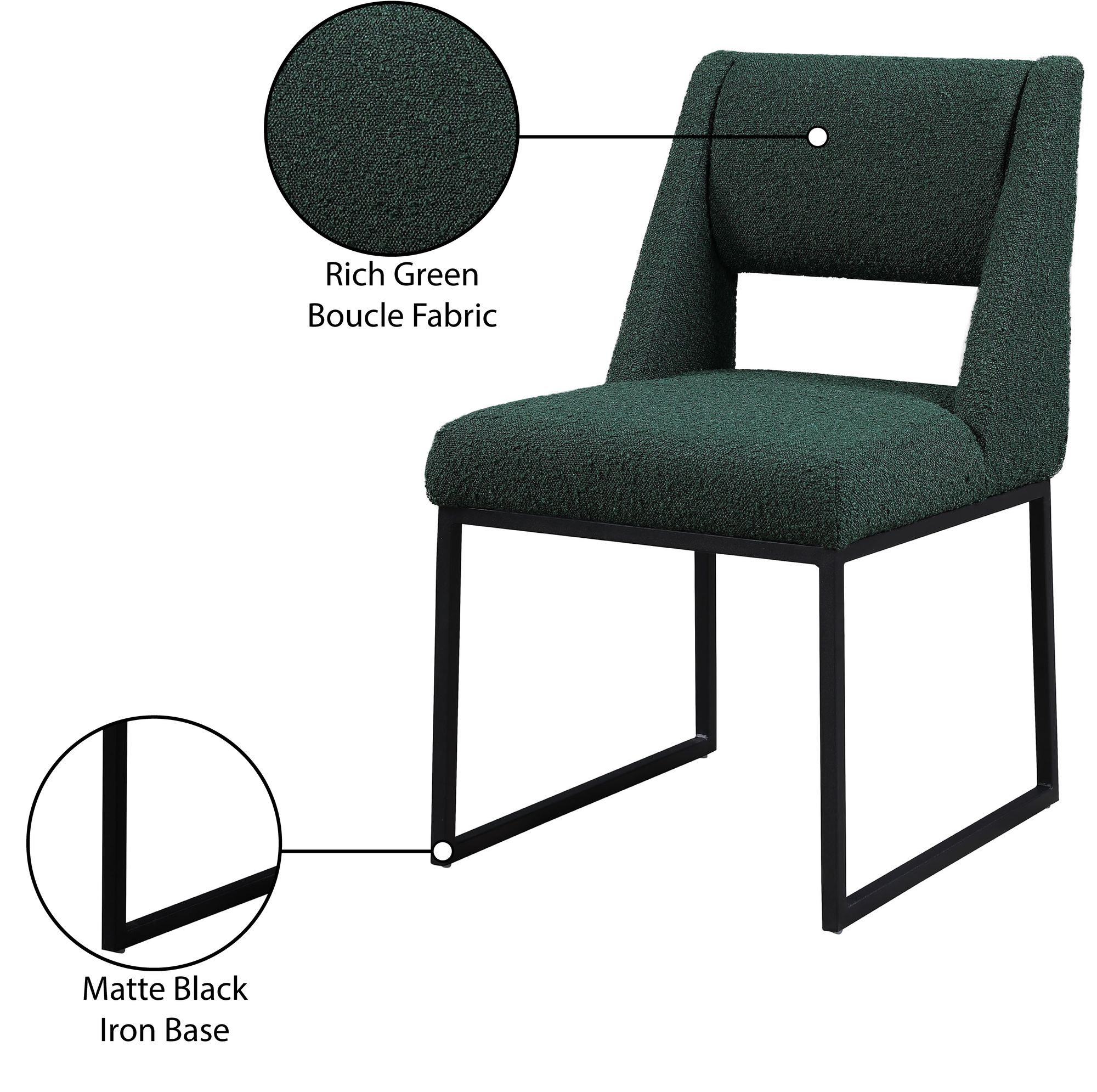 Jayce Boucle Fabric Dining Chair with Matte Black Iron Base