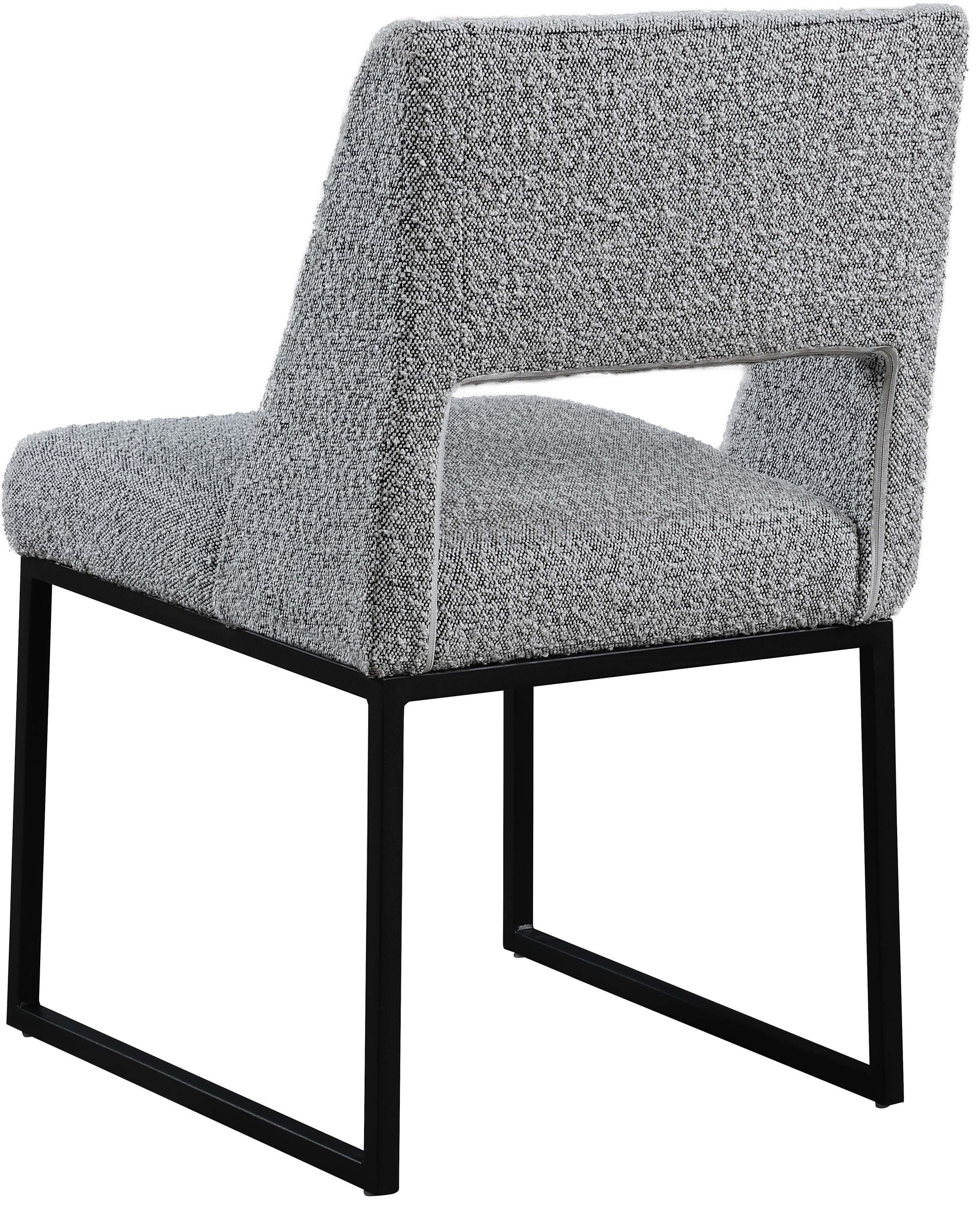 Jayce Boucle Fabric Dining Chair with Matte Black Iron Base