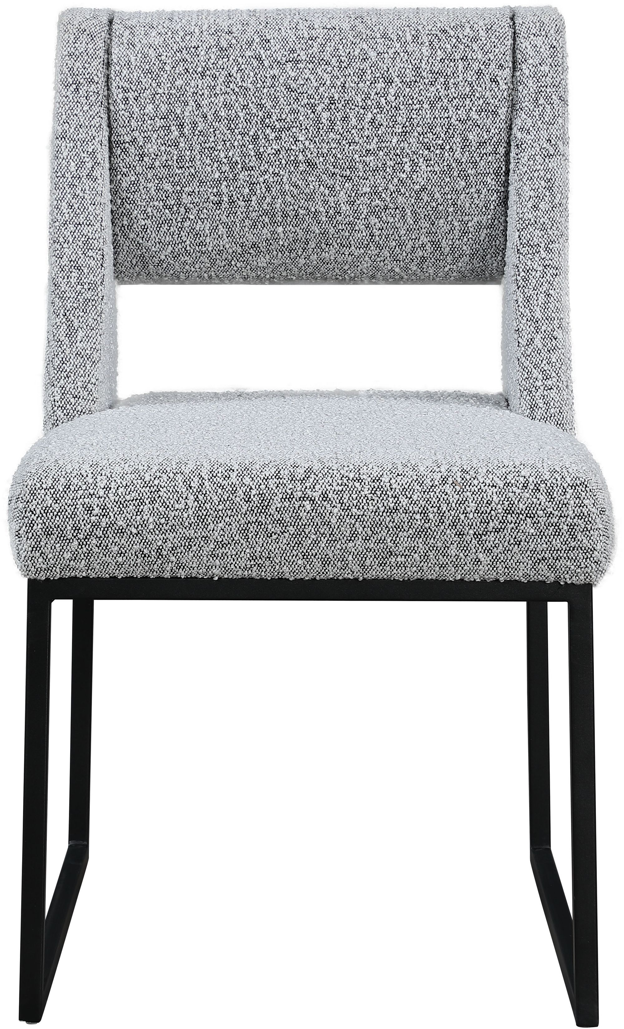 Jayce Boucle Fabric Dining Chair with Matte Black Iron Base