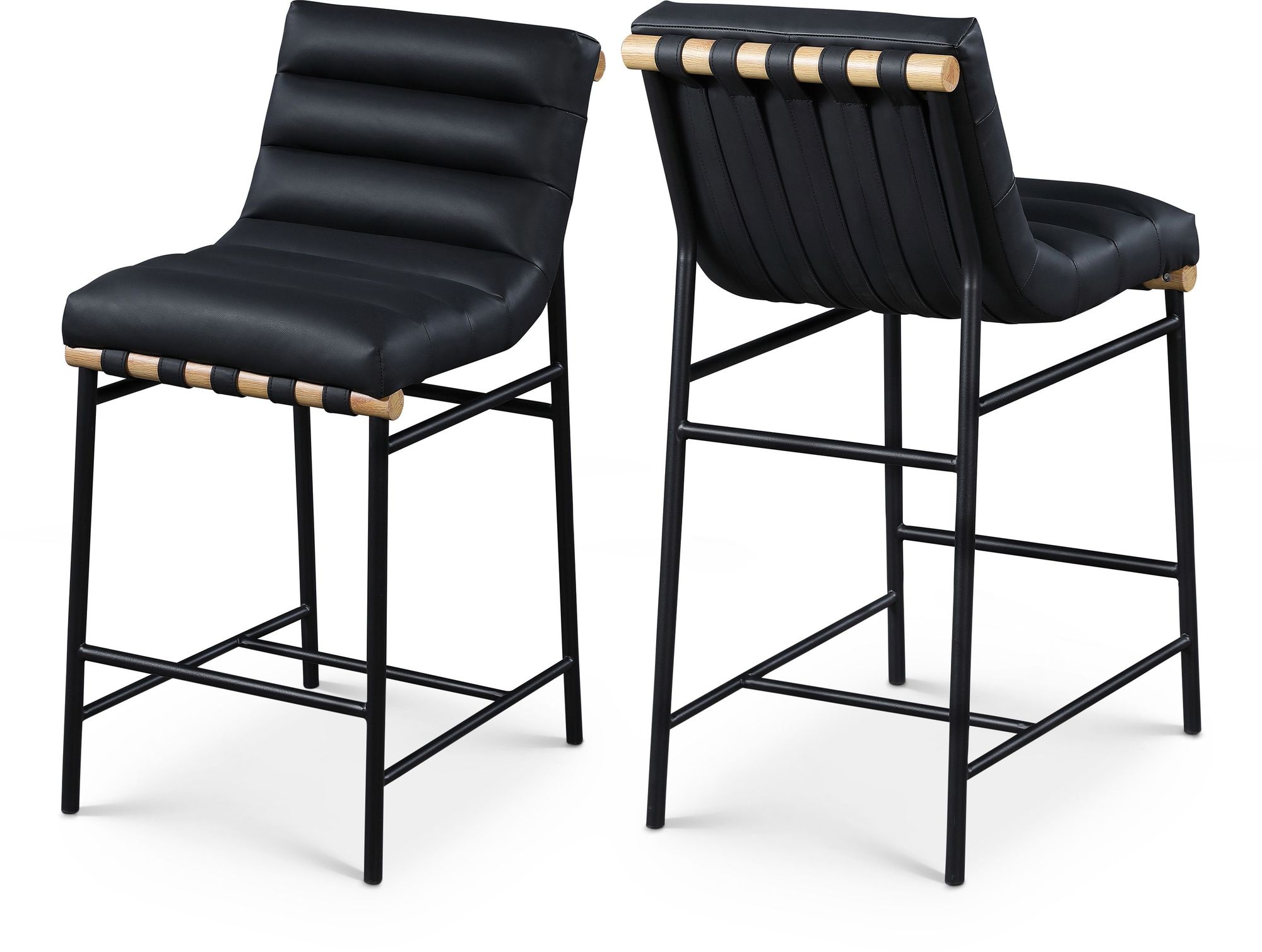 Burke Faux Leather Counter Stool with Matte Black Metal Frame